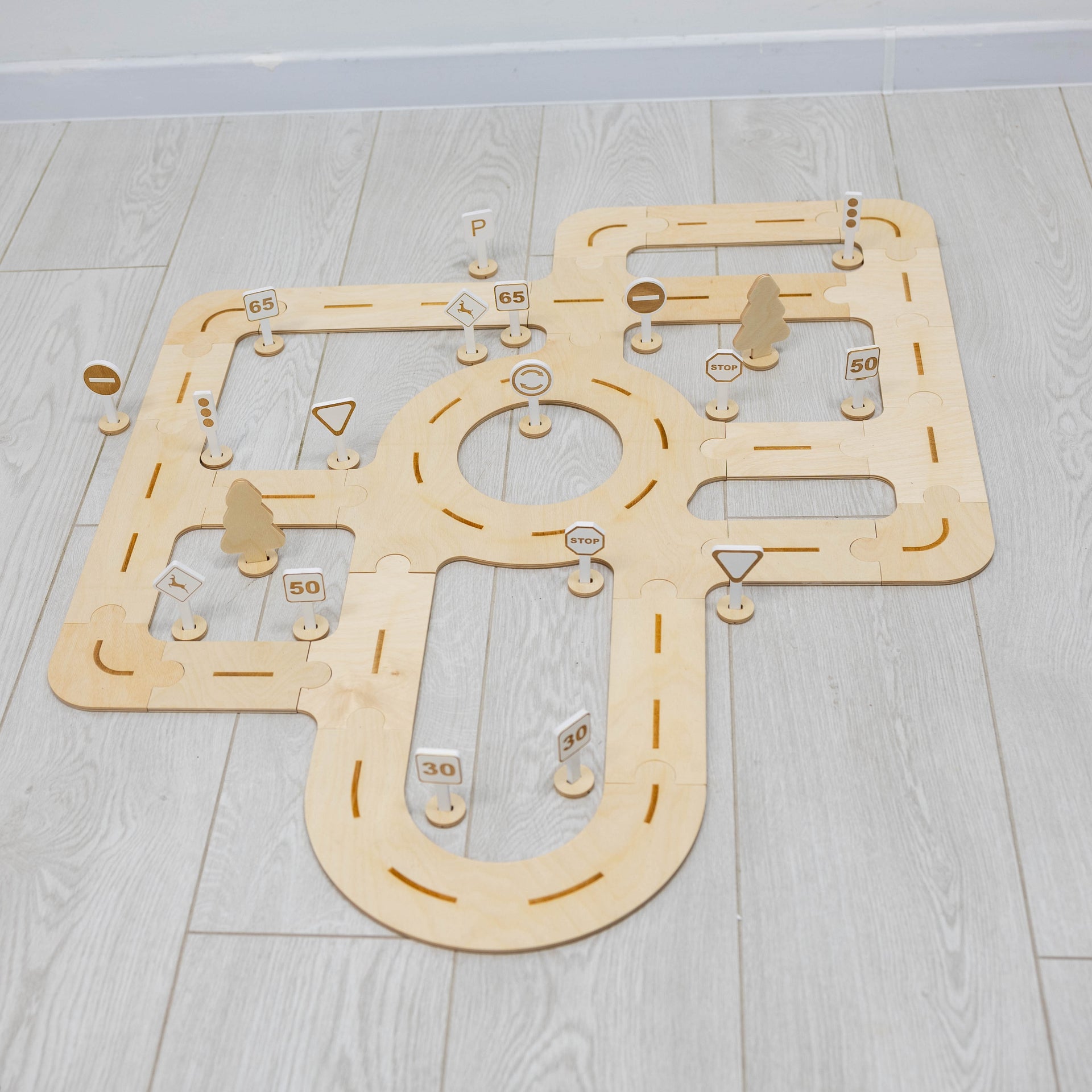 Wooden Car Track Toy for Toddlers - Eco-Friendly Playset