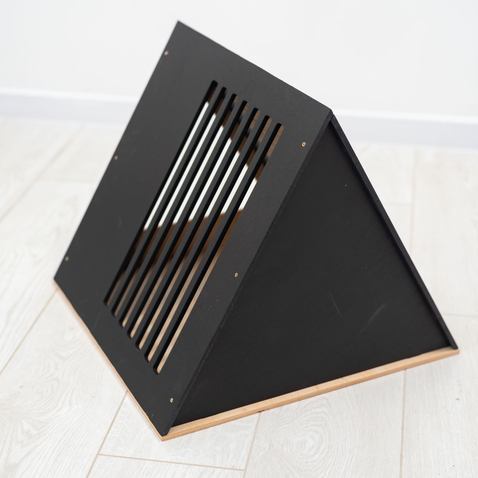 Stylish Wooden Cat House - Modern Black Enclosed Pet Furniture