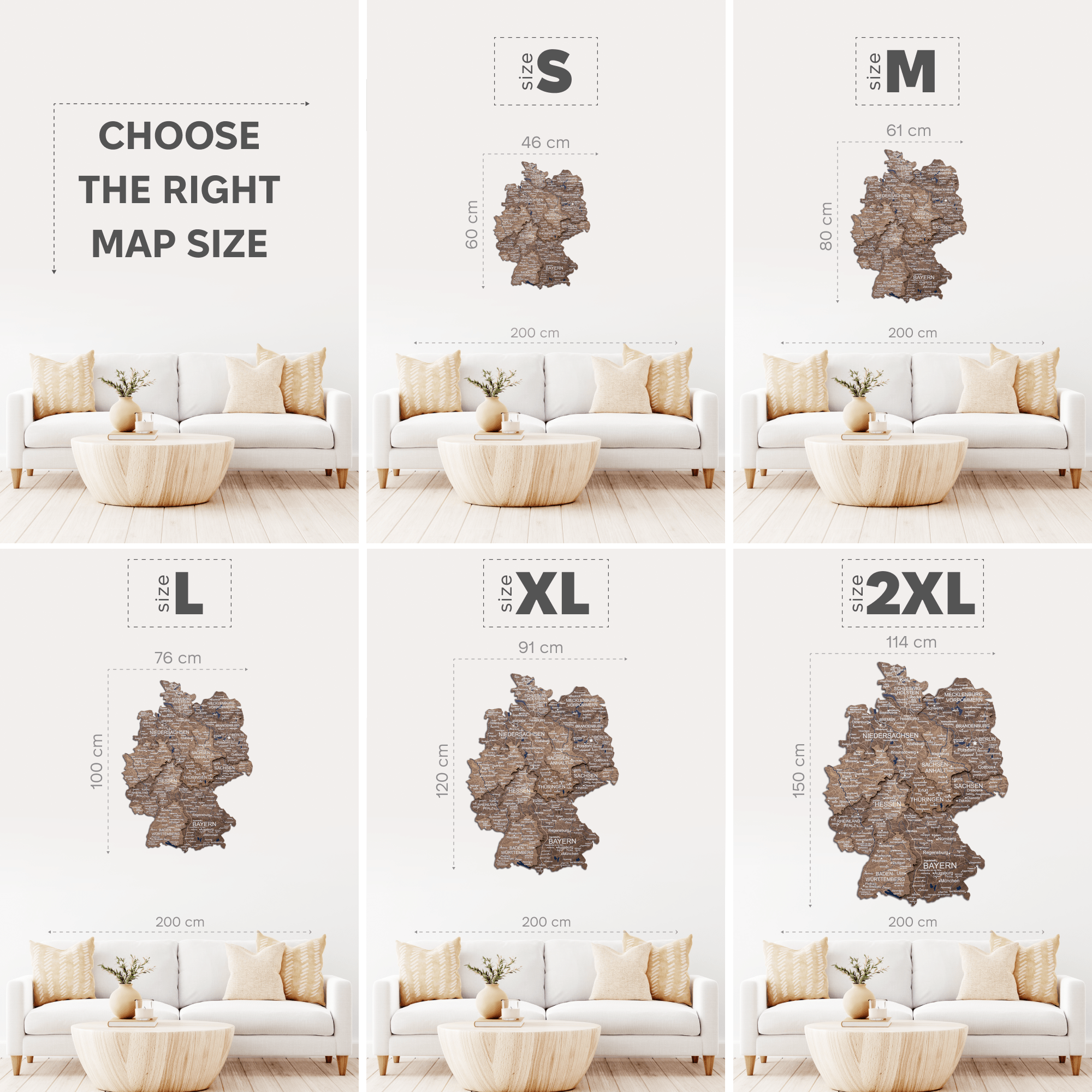 3D Germany Wooden Map in Dark Walnut - Detailed Wall Decor
