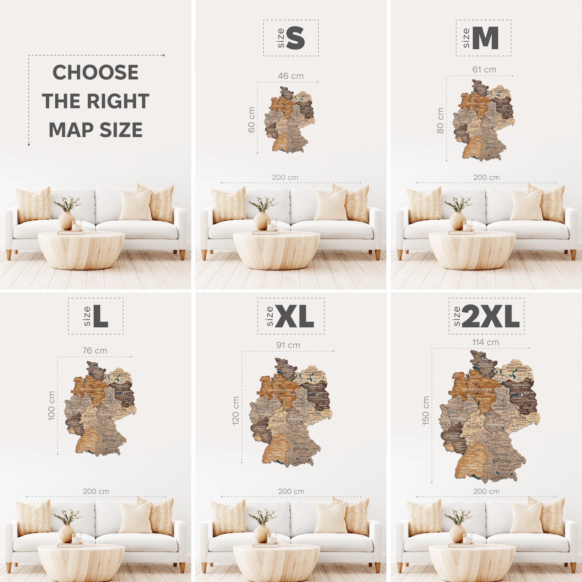 3D Germany Wooden Map Multicolor - Detailed Wall Decor