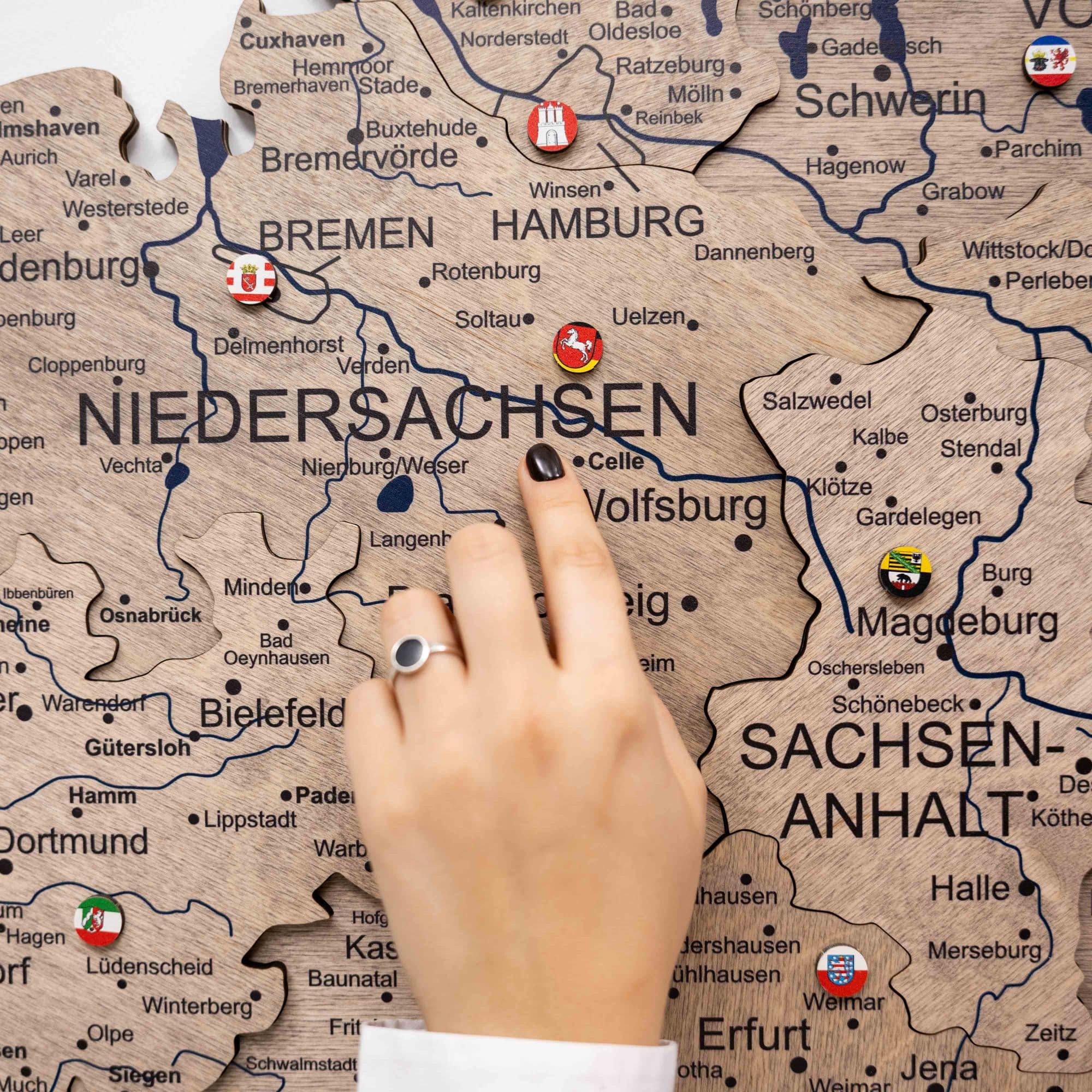 3D Germany Wooden Map Terra Modern Minimalist Wall Decor