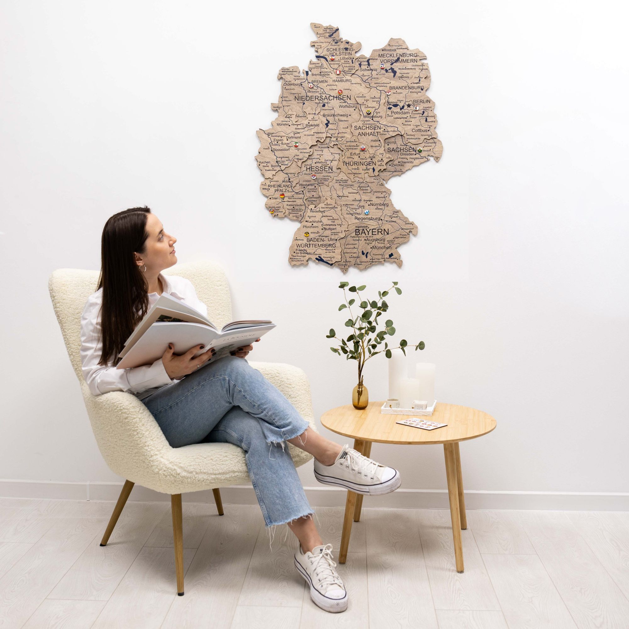 3D Germany Wooden Map Terra Modern Minimalist Wall Decor