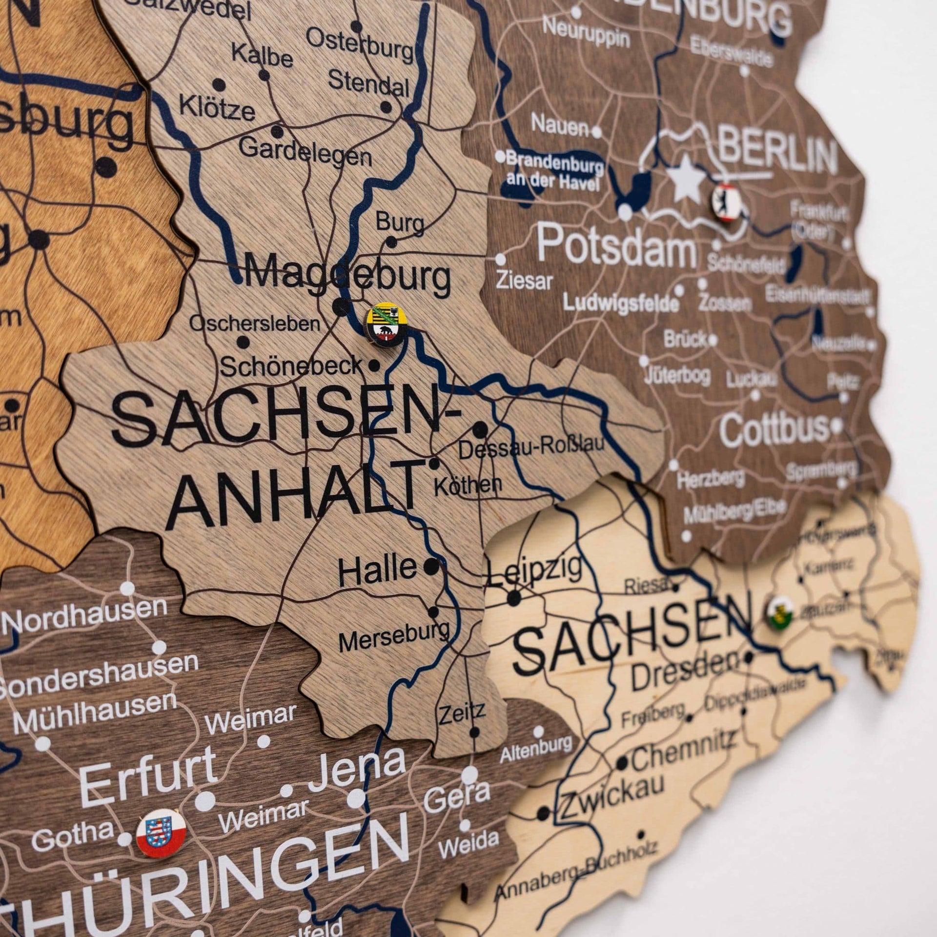 3D Germany Wooden Map Multicolor - Detailed Wall Decor