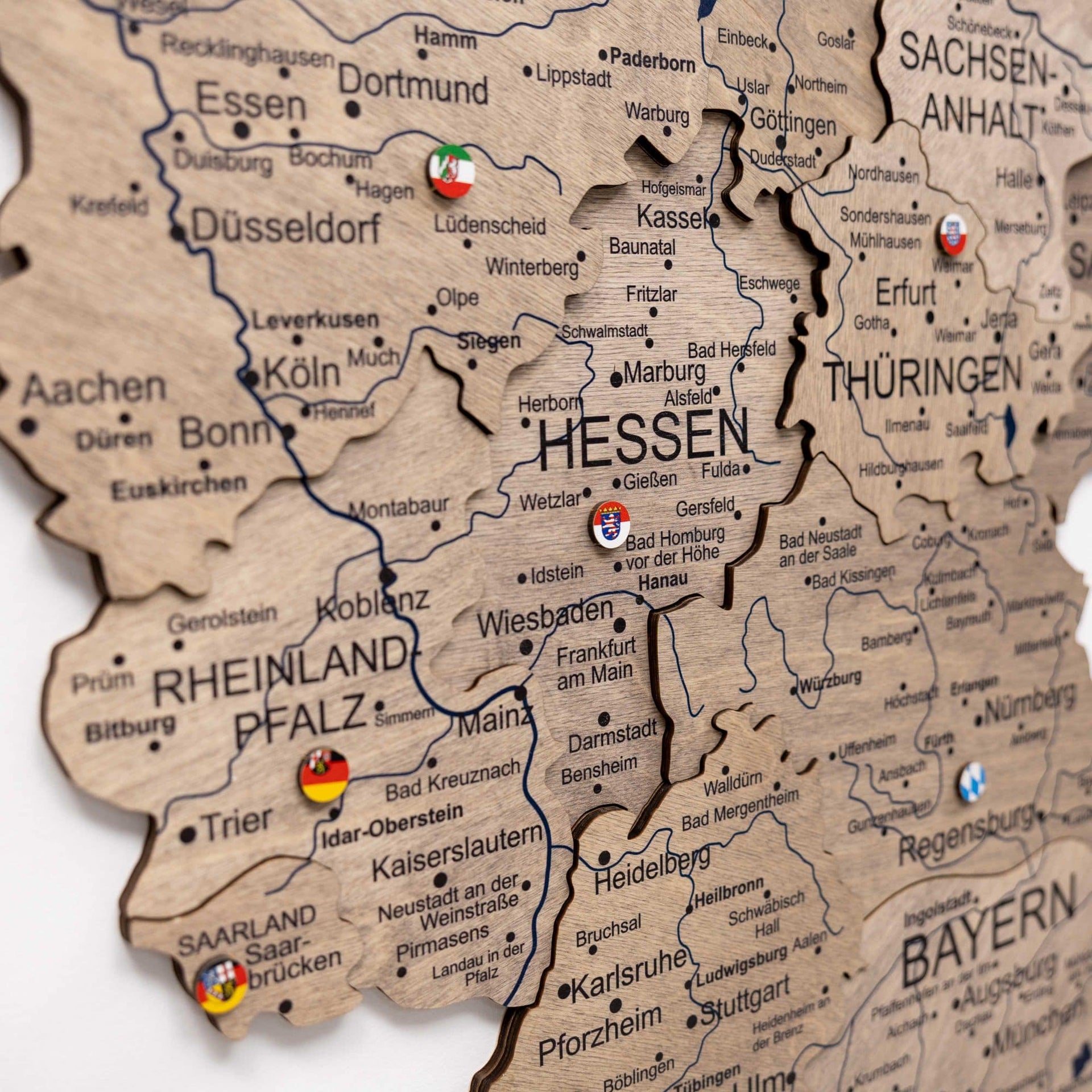3D Germany Wooden Map Terra Modern Minimalist Wall Decor