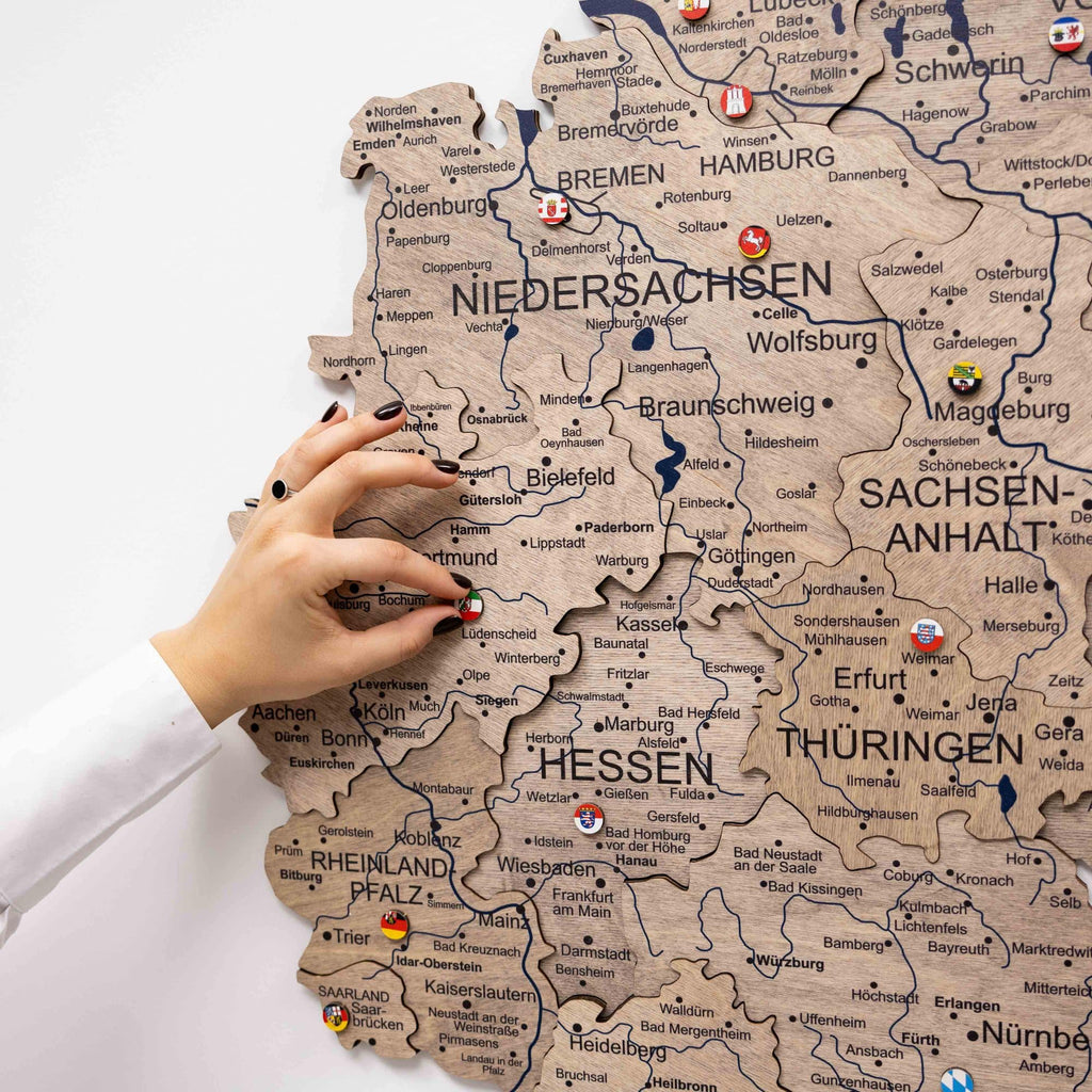 3D Germany Wooden Map Terra Modern Minimalist Wall Decor