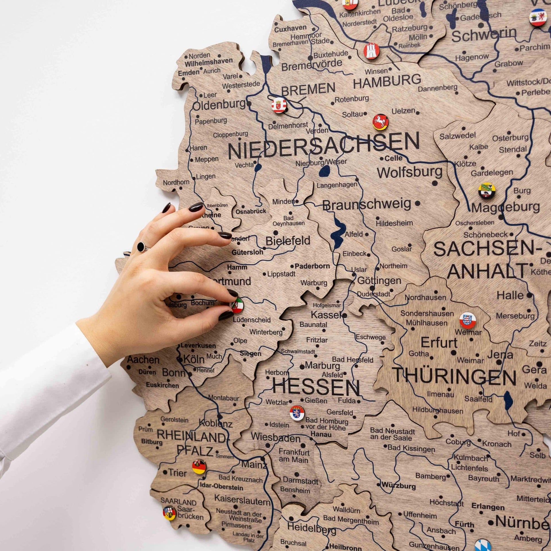 3D Germany Wooden Map Terra Modern Minimalist Wall Decor