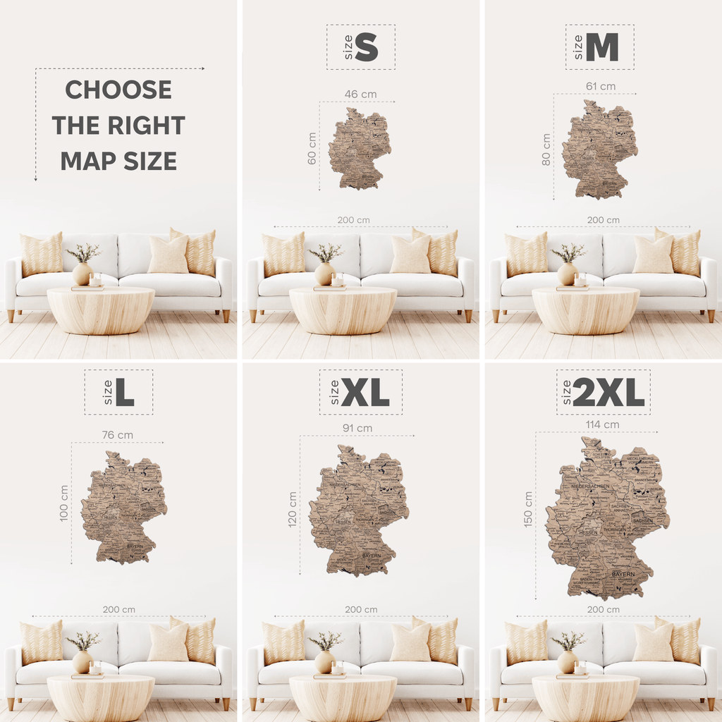 3D Germany Wooden Map Terra Modern Minimalist Wall Decor