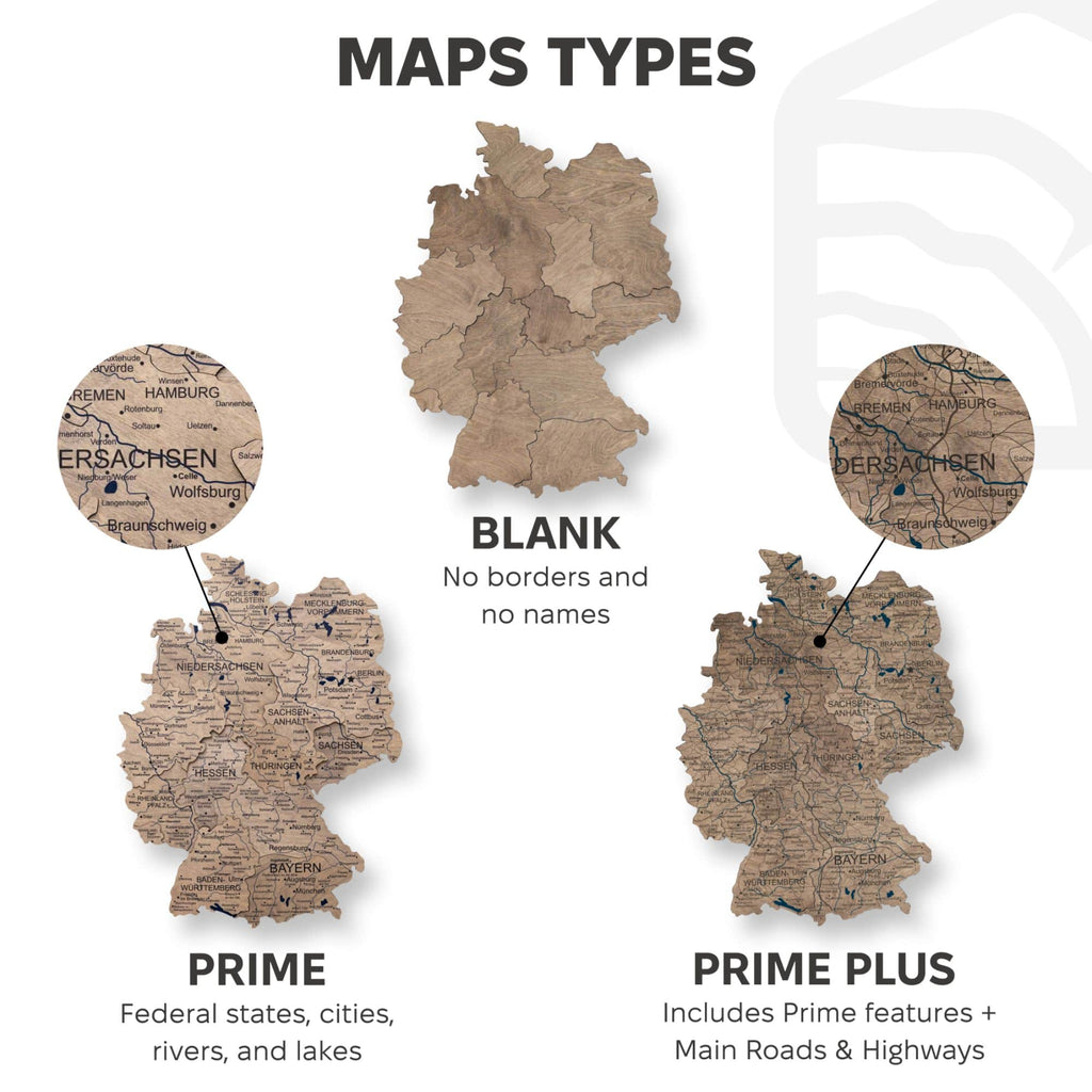 3D Germany Wooden Map Terra Modern Minimalist Wall Decor