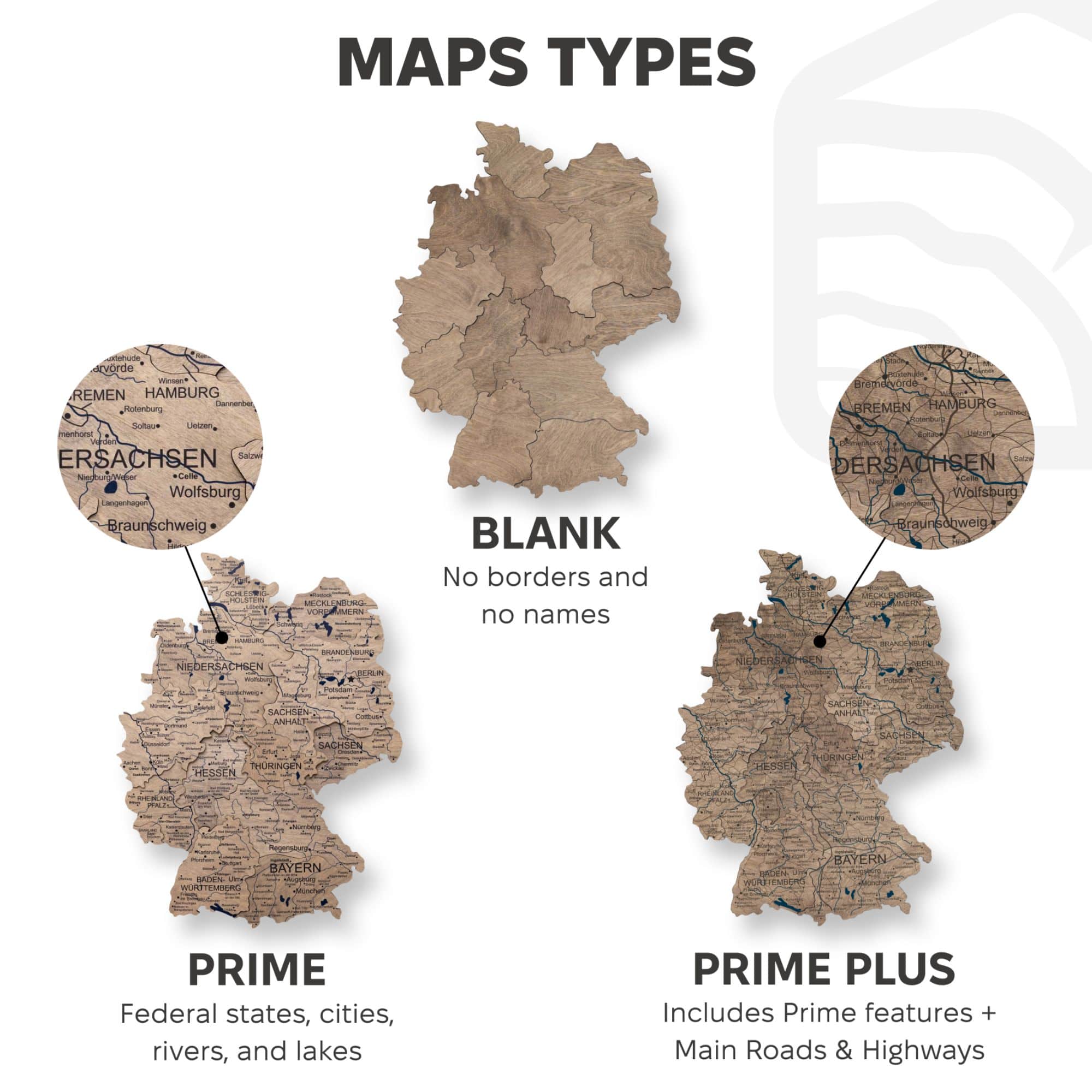 3D Germany Wooden Map Terra Modern Minimalist Wall Decor