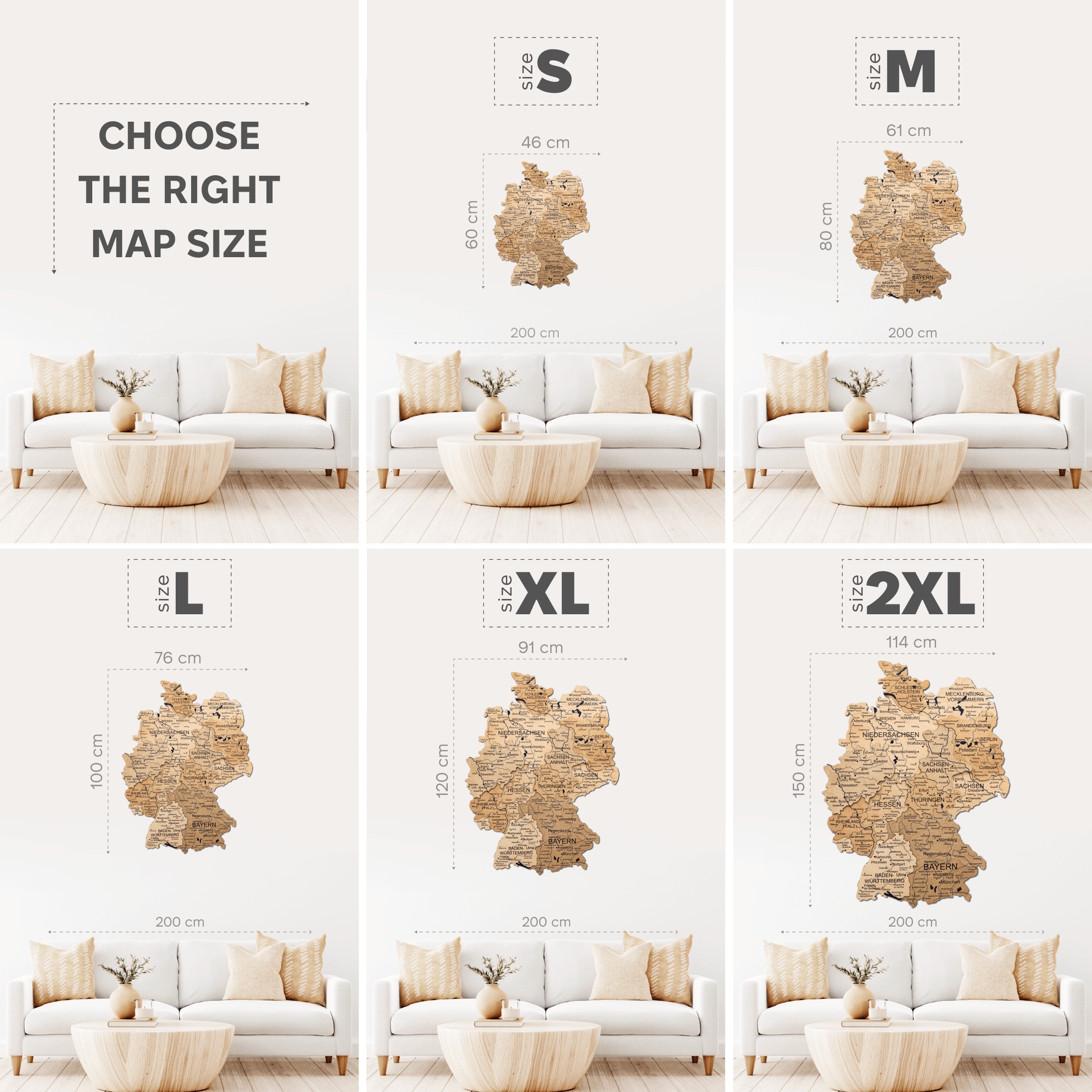 3D Germany Wooden Map Gold - Handcrafted Detailed Wall Decor