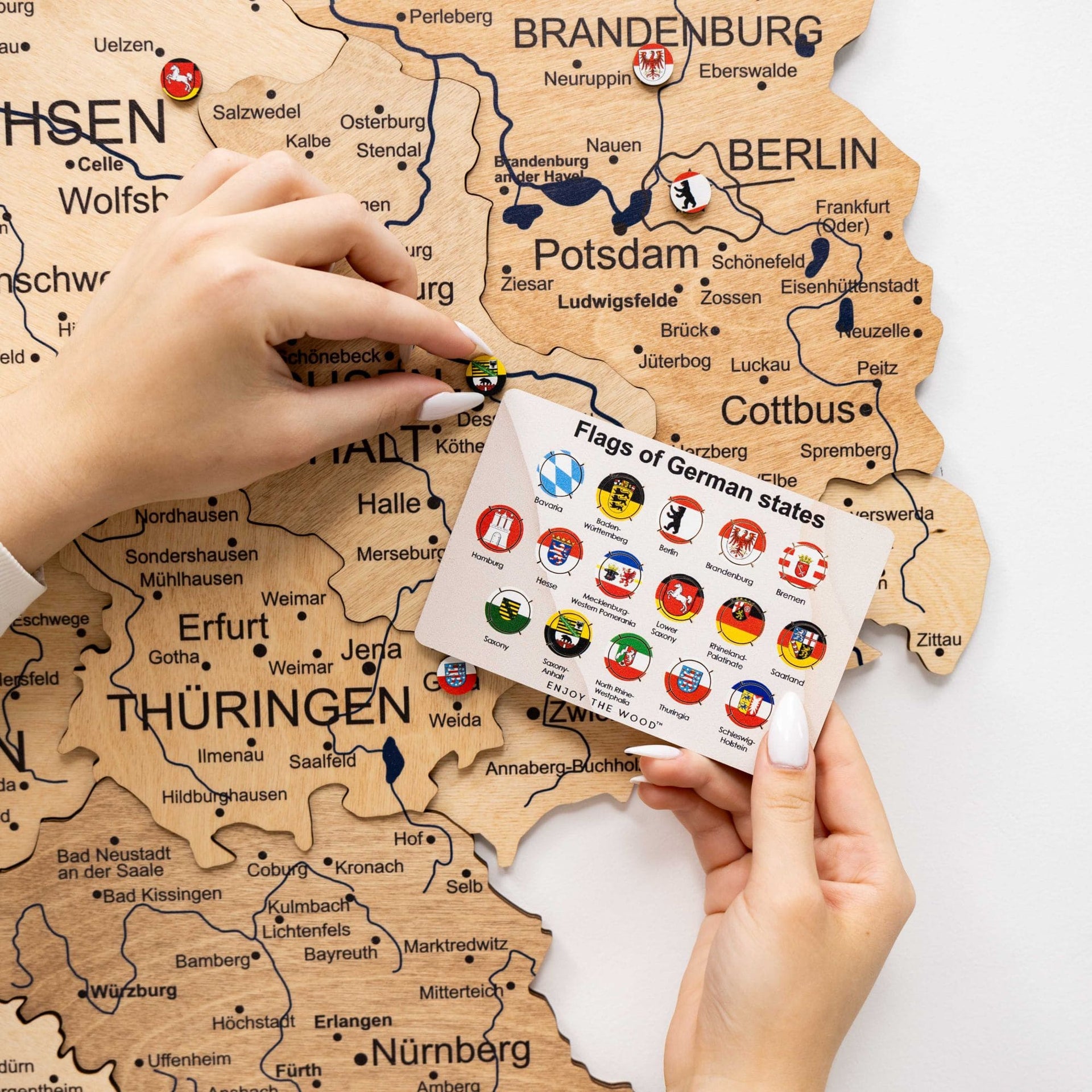 3D Germany Wooden Map Gold - Handcrafted Detailed Wall Decor