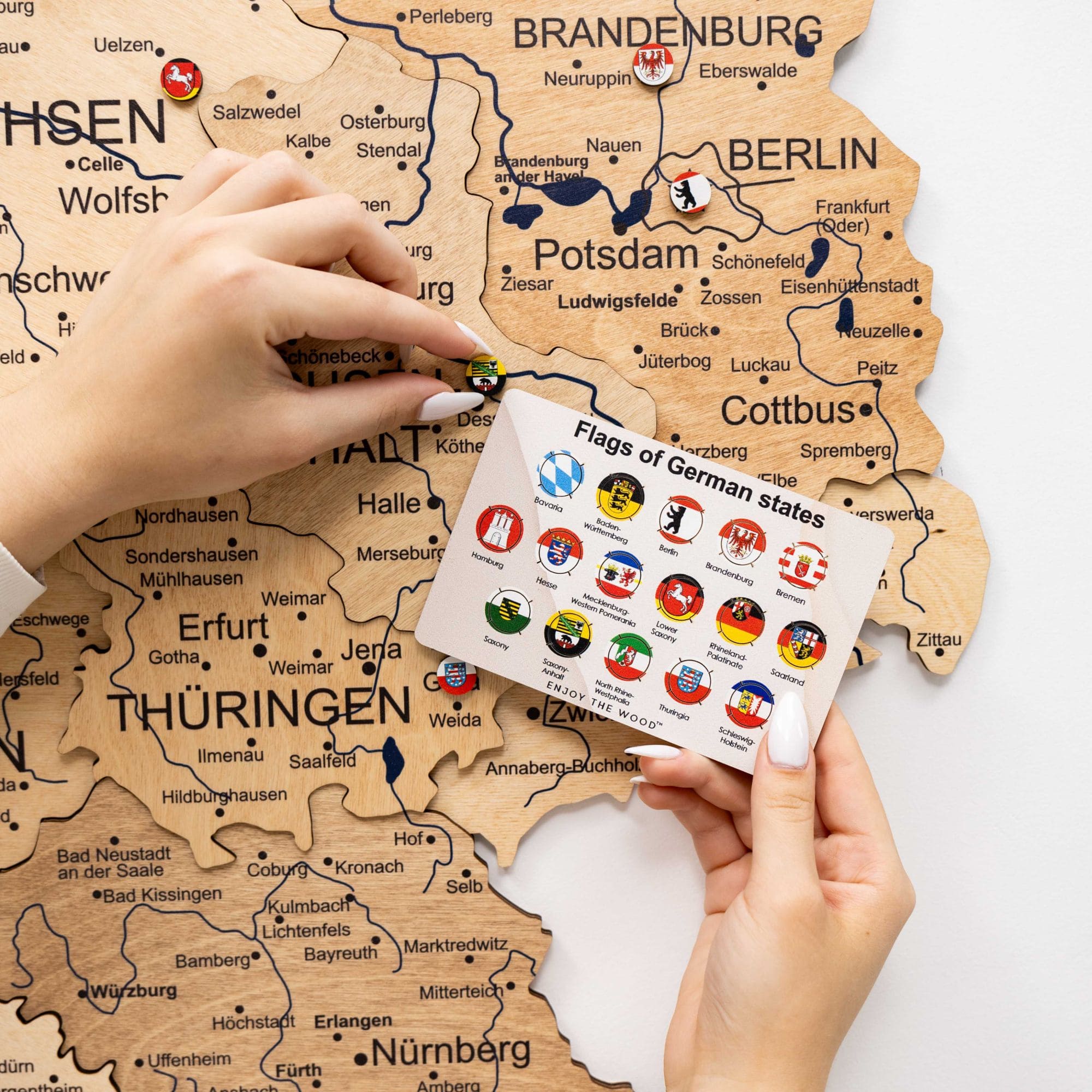 3D Germany Wooden Map Gold - Handcrafted Detailed Wall Decor