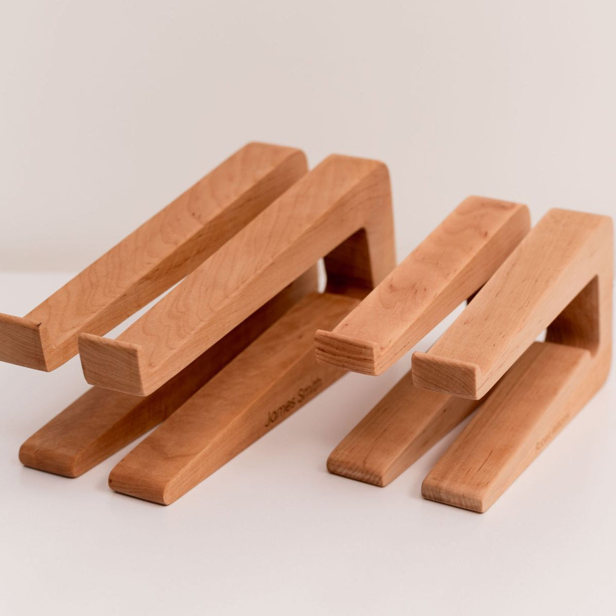 Dual Laptop Dock Stand – Solid Hardwood Desktop Organizer
