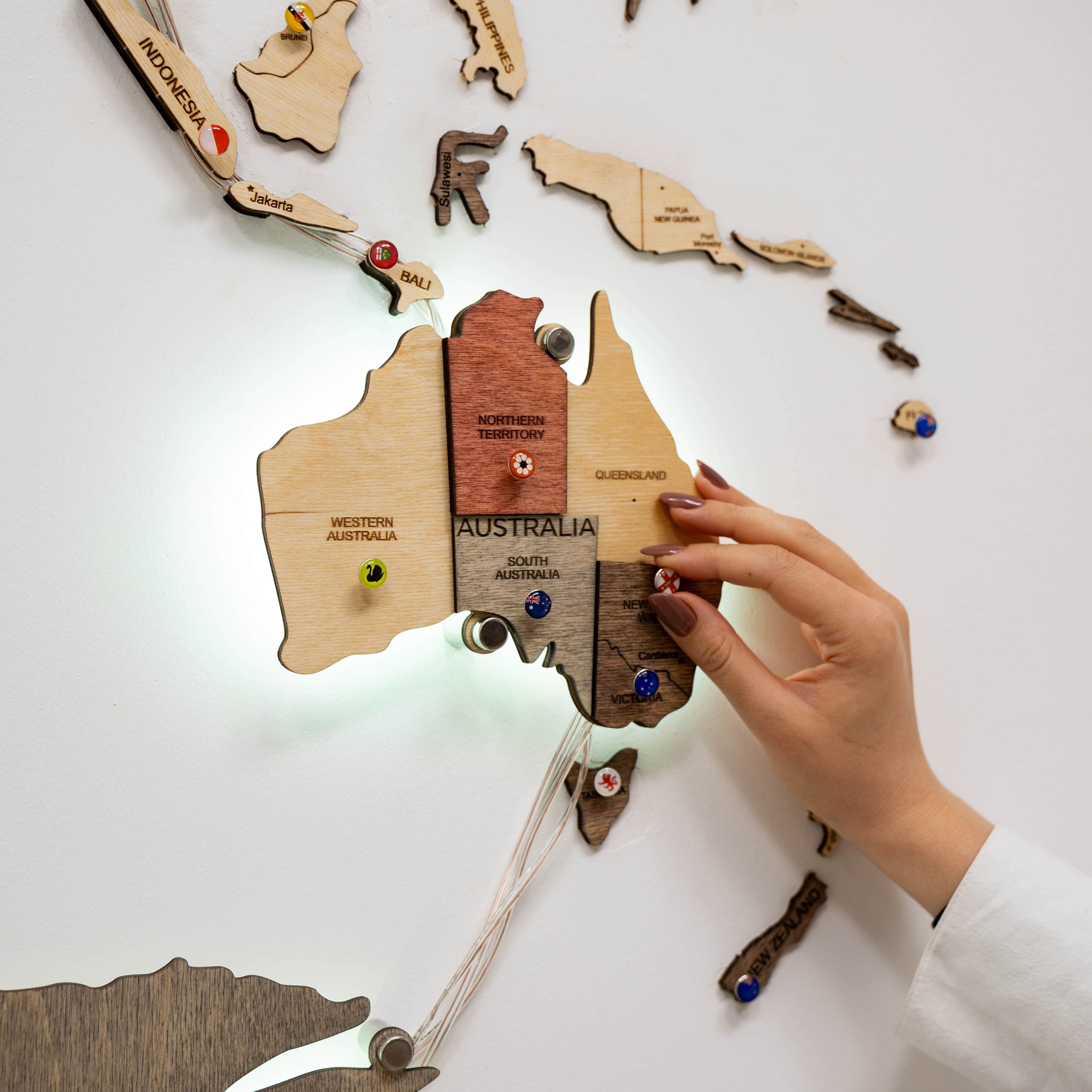 3D LED Wooden World Map 3.0 Fusion Interactive Wall Decor