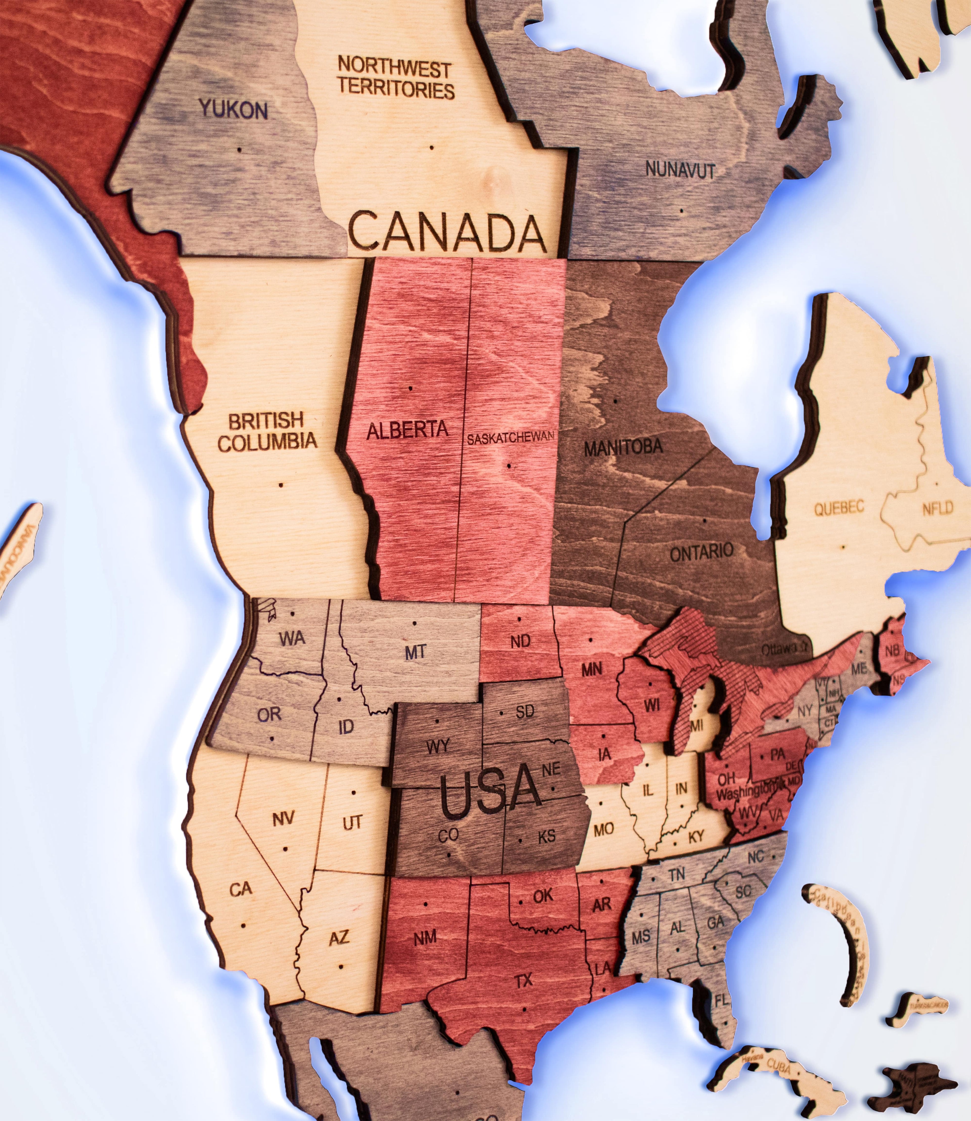 3D LED Wooden World Map 3.0 Fusion Interactive Wall Decor
