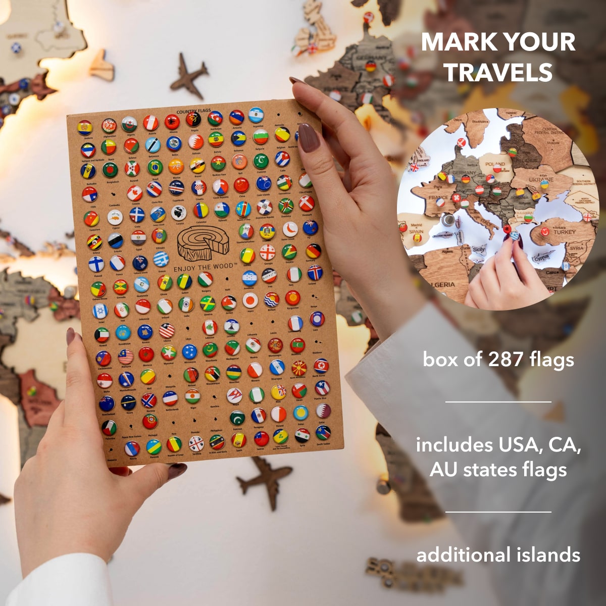 3D LED Wooden World Map 3.0 Fusion Interactive Wall Decor