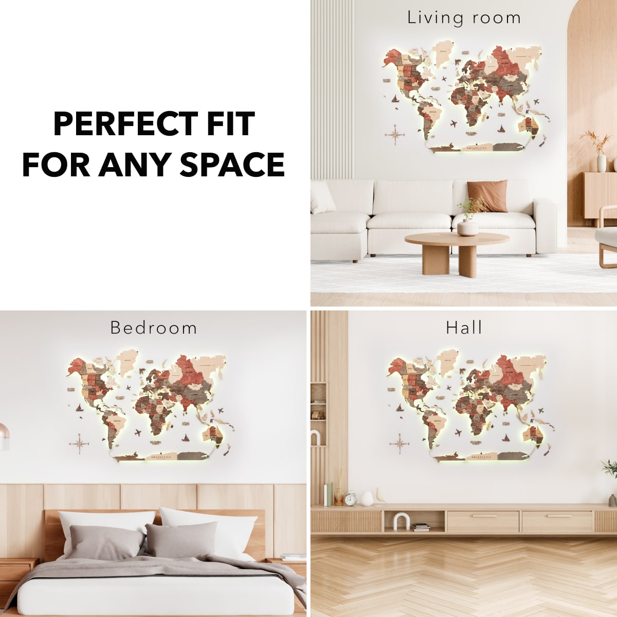 3D LED Wooden World Map 3.0 Fusion Interactive Wall Decor