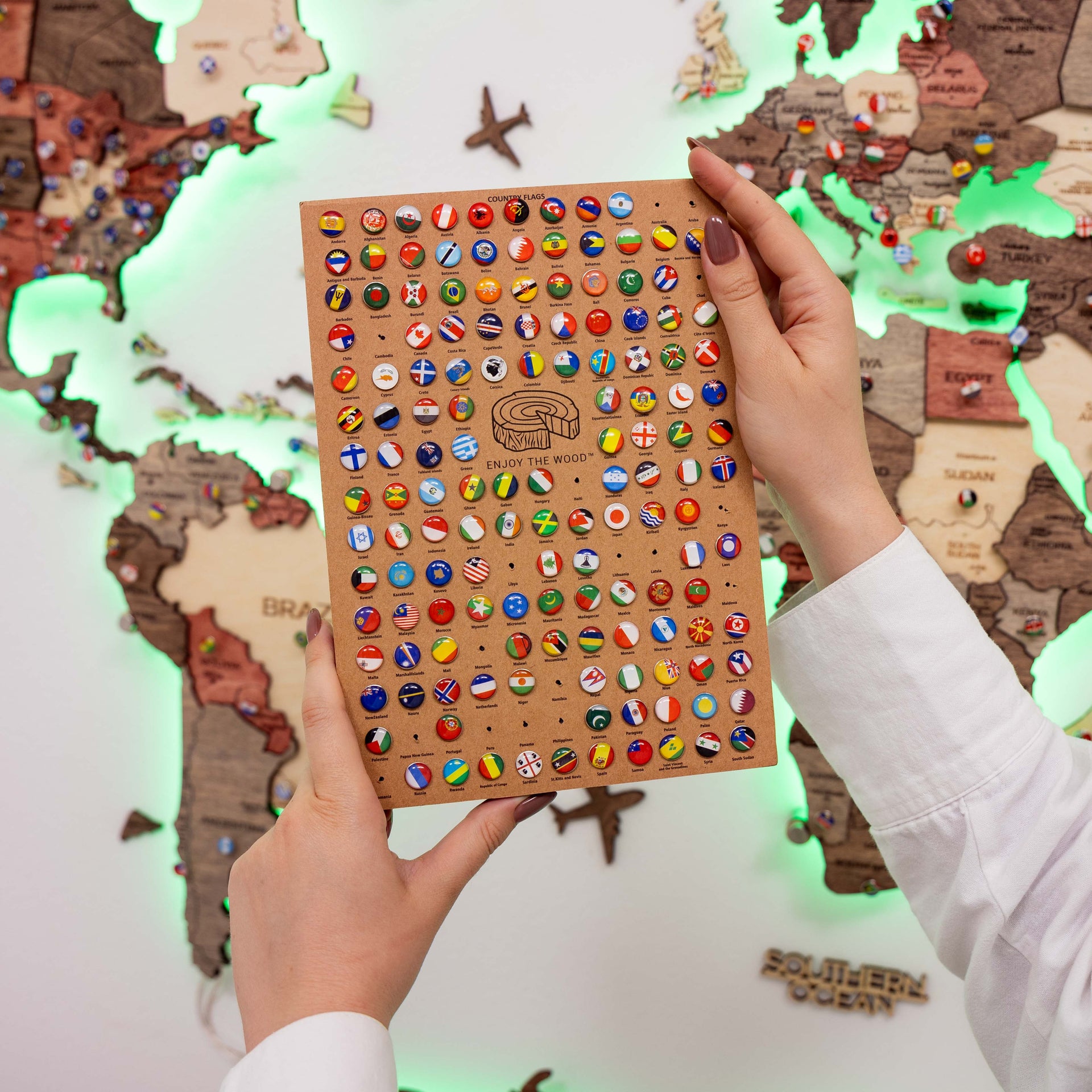 3D LED Wooden World Map 3.0 Fusion Interactive Wall Decor