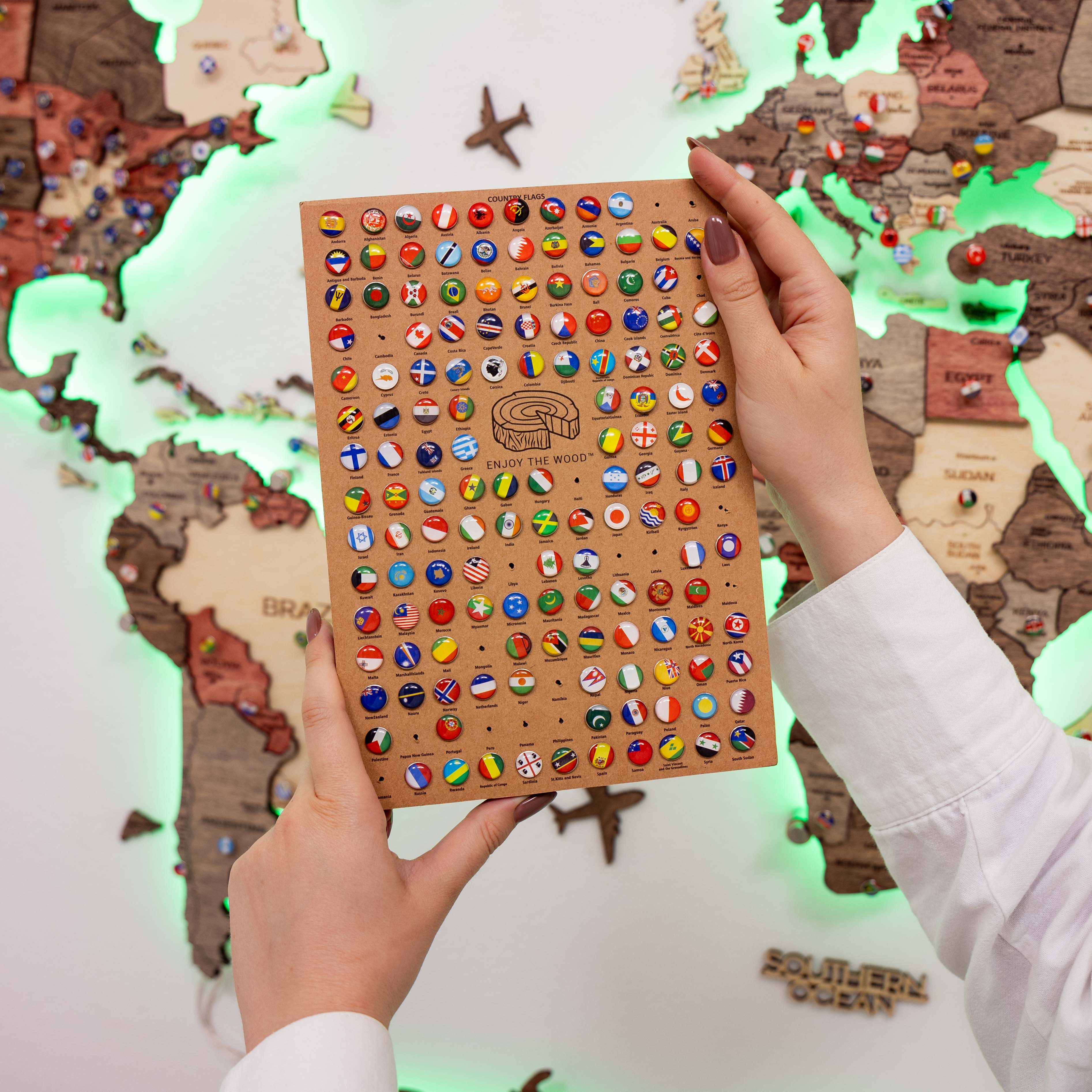 3D LED Wooden World Map 3.0 Fusion Interactive Wall Decor