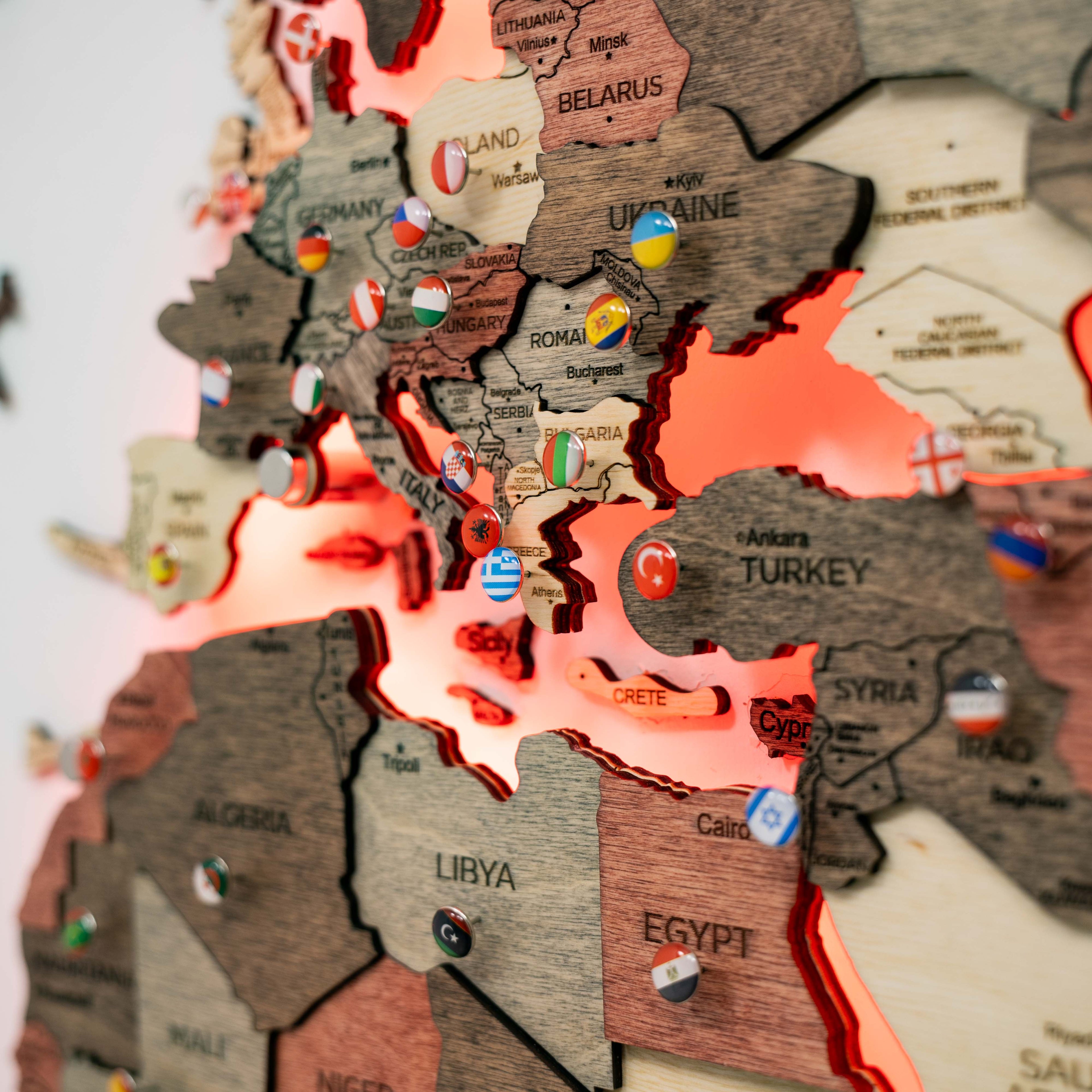 3D LED Wooden World Map 3.0 Fusion Interactive Wall Decor