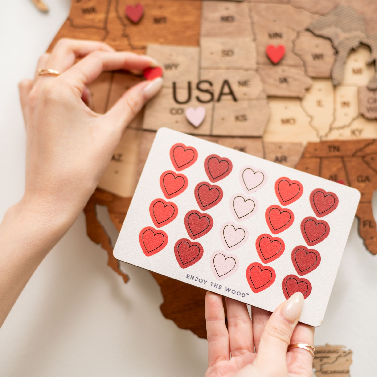 Wooden Love Pins: Heart-Shaped Decor Pins in Red and Pink