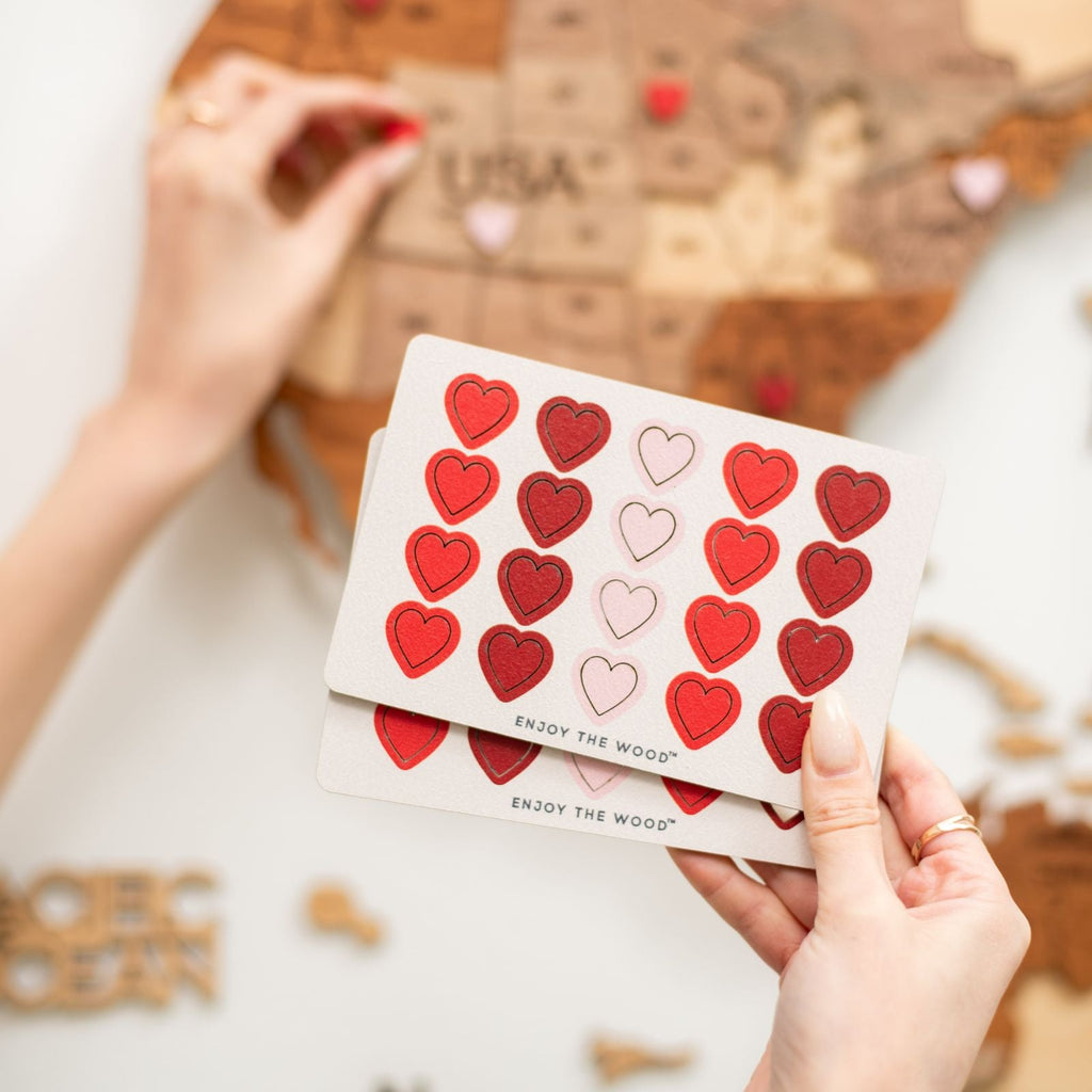 Wooden Love Pins: Heart-Shaped Decor Pins in Red and Pink