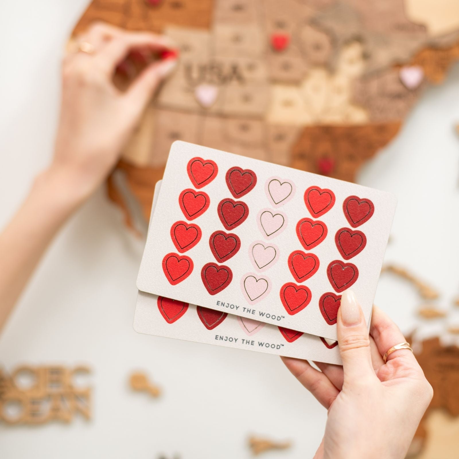 Wooden Love Pins: Heart-Shaped Decor Pins in Red and Pink