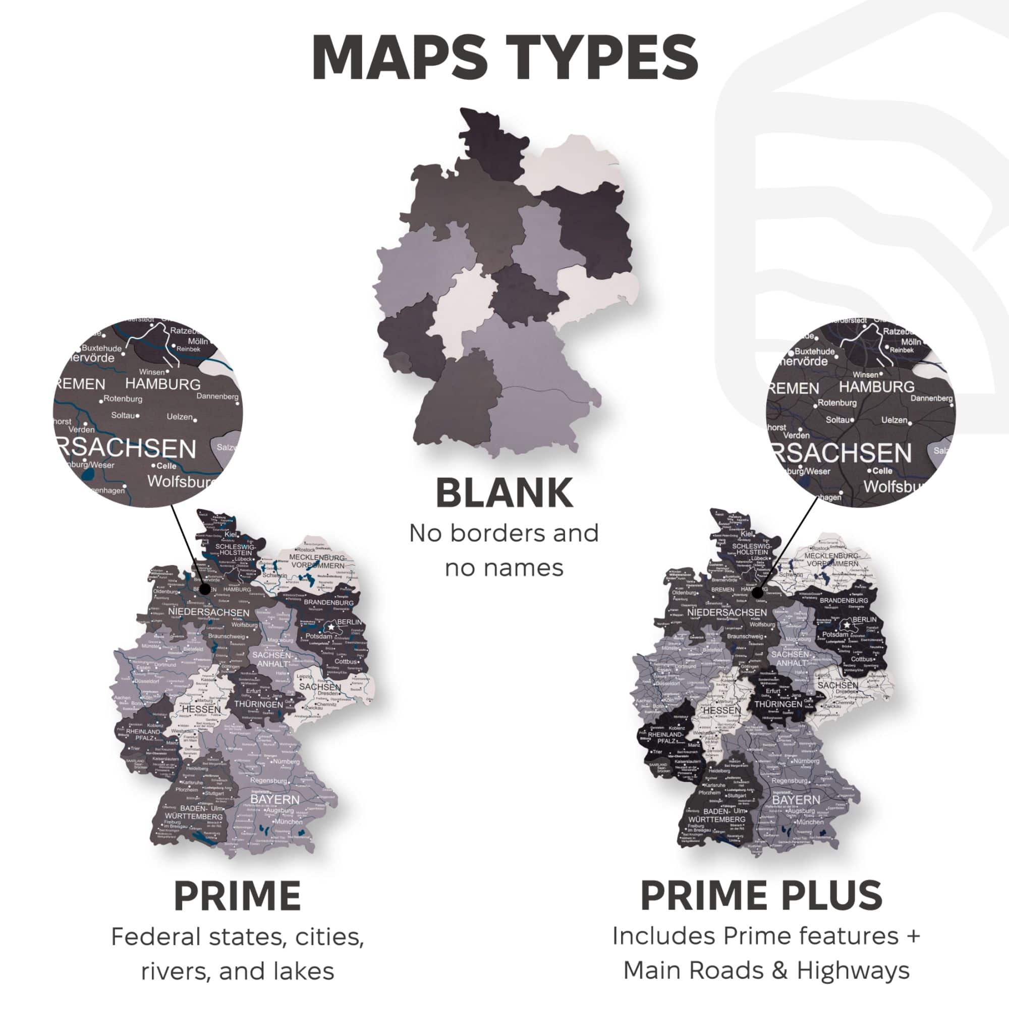 3D Germany Wooden Map Nordik Minimalist Modern Wall Art Decor