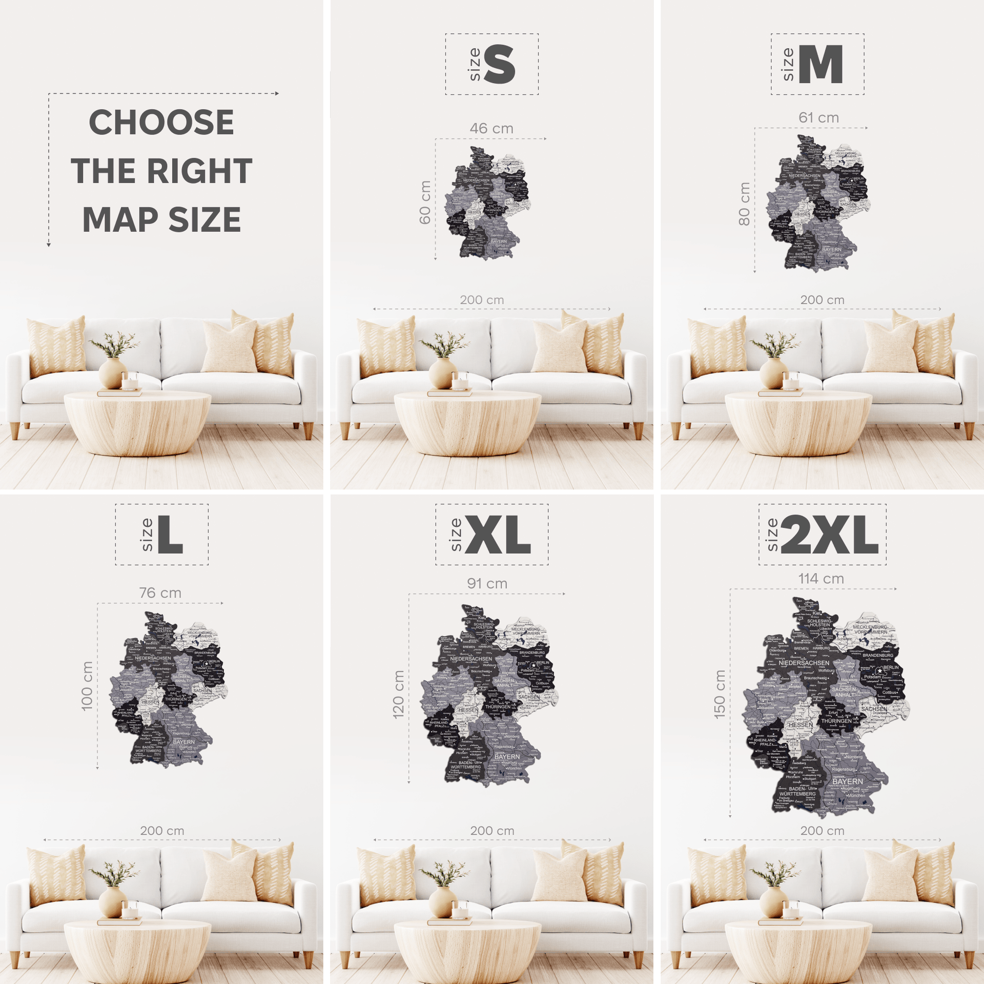 3D Germany Wooden Map Nordik Minimalist Modern Wall Art Decor