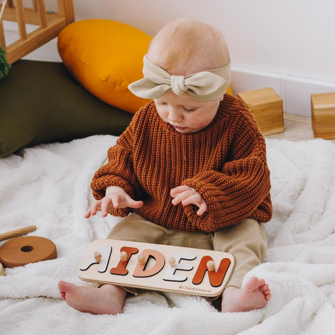 Custom Wooden Name Puzzle - Minimalist Scandi Nursery Decor