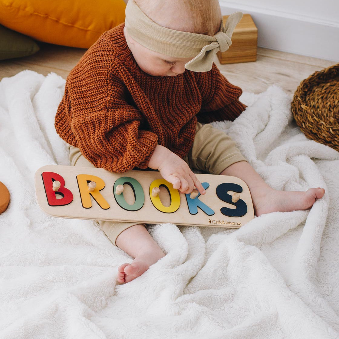 Custom Wooden Name Puzzle - Minimalist Scandi Nursery Decor