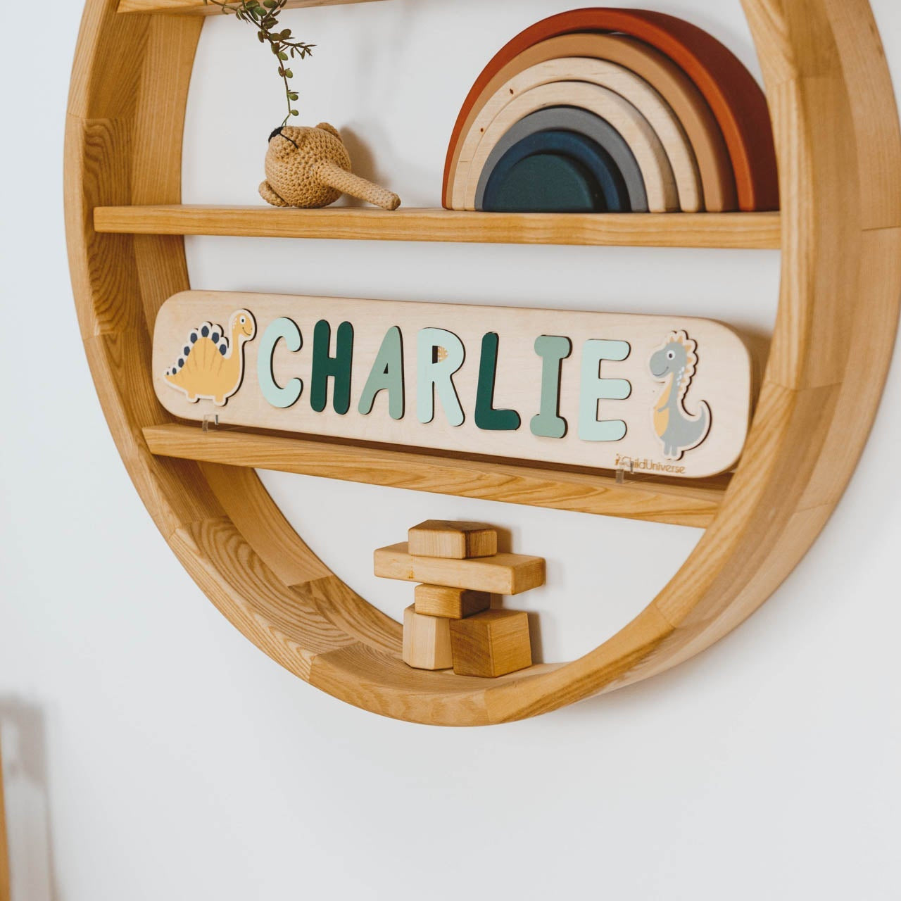 Neutral Dinosaur Name Puzzle for Kids Minimalist Nursery Decor