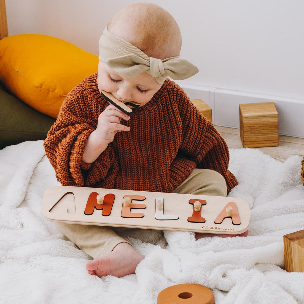 Custom Wooden Name Puzzle - Minimalist Scandi Nursery Decor