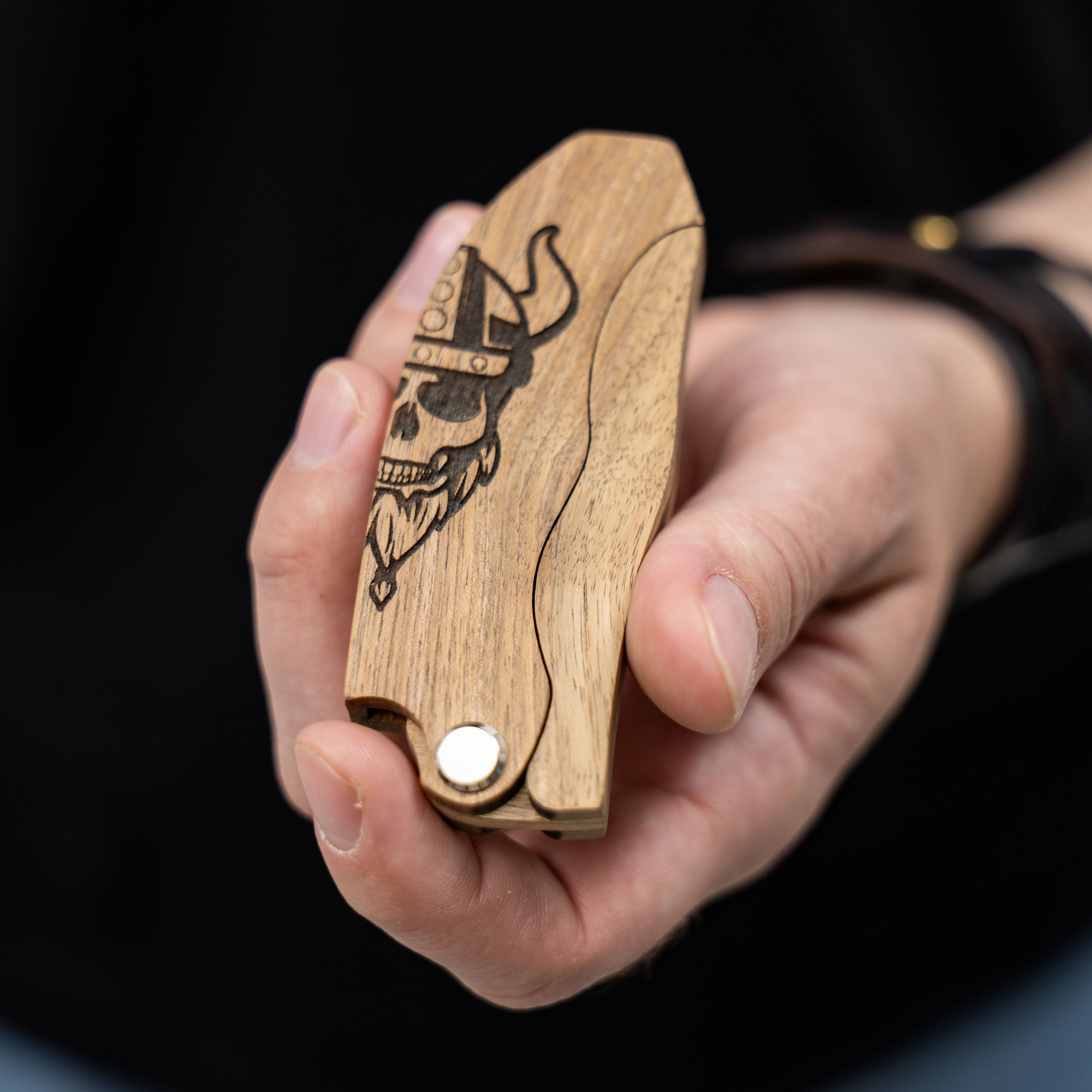 Handcrafted Wooden Beard Comb with Viking Motif for Men