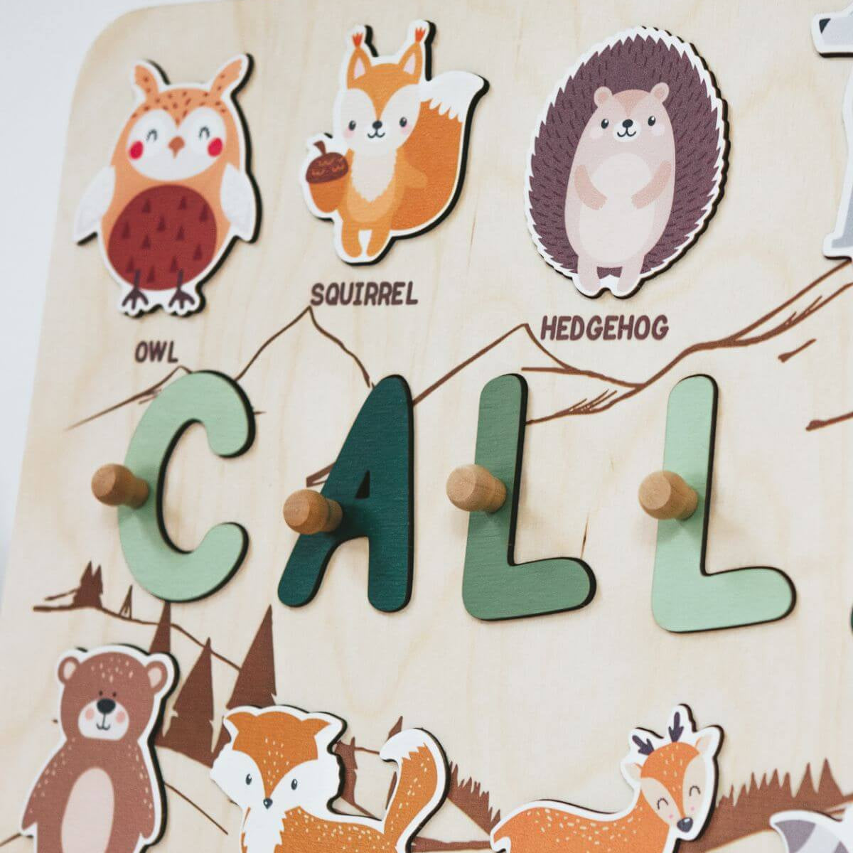 Personalized Woodland Name Puzzle Board for Toddler Development