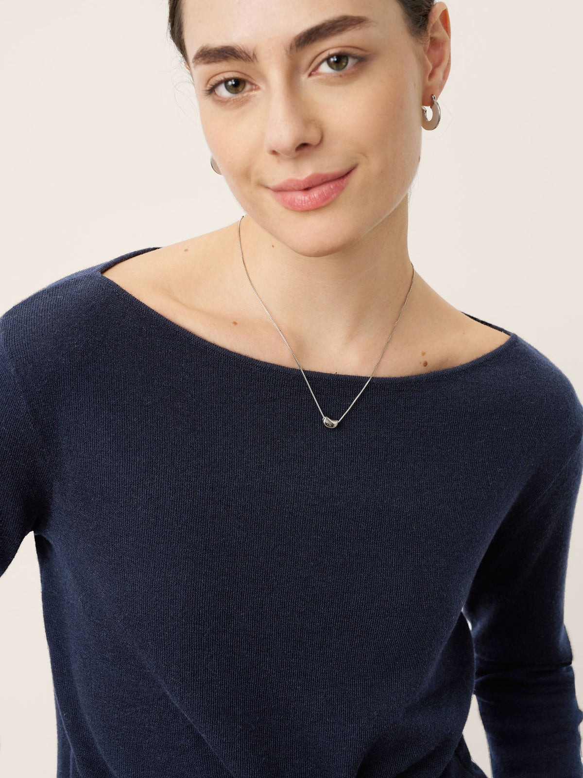 Merino Wool Belted Waist Boat Neck Top NATALIA
