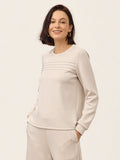 Lyocell Wool Accordion Pleat Long Sleeve Top ORABEL