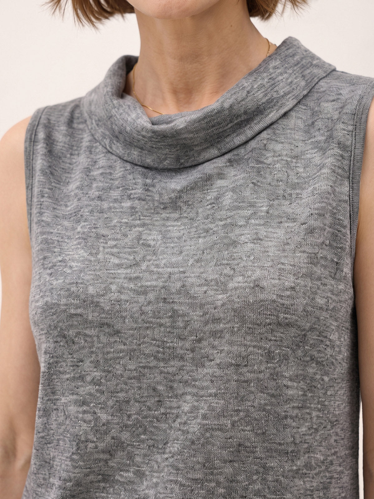 Wool Draped Collar Sleeveless Knit Top NADINE