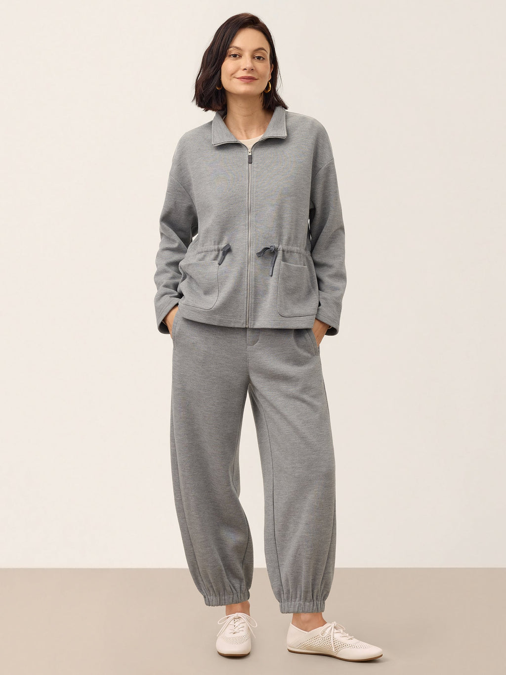 Wool Drawstring Waist Collared Jacket SOLARA