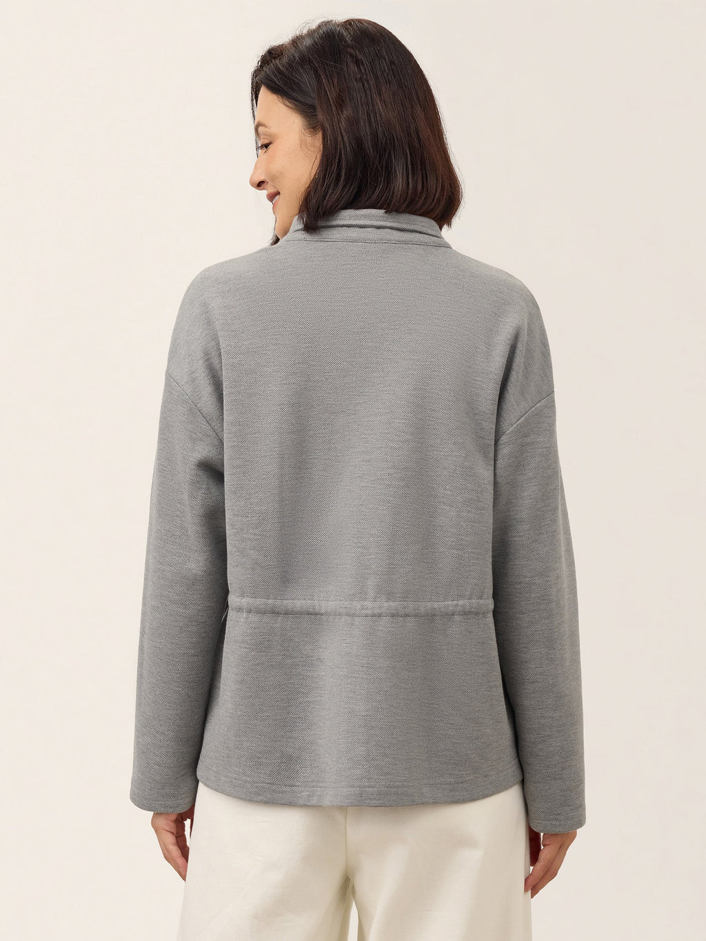 Wool Drawstring Waist Collared Jacket SOLARA