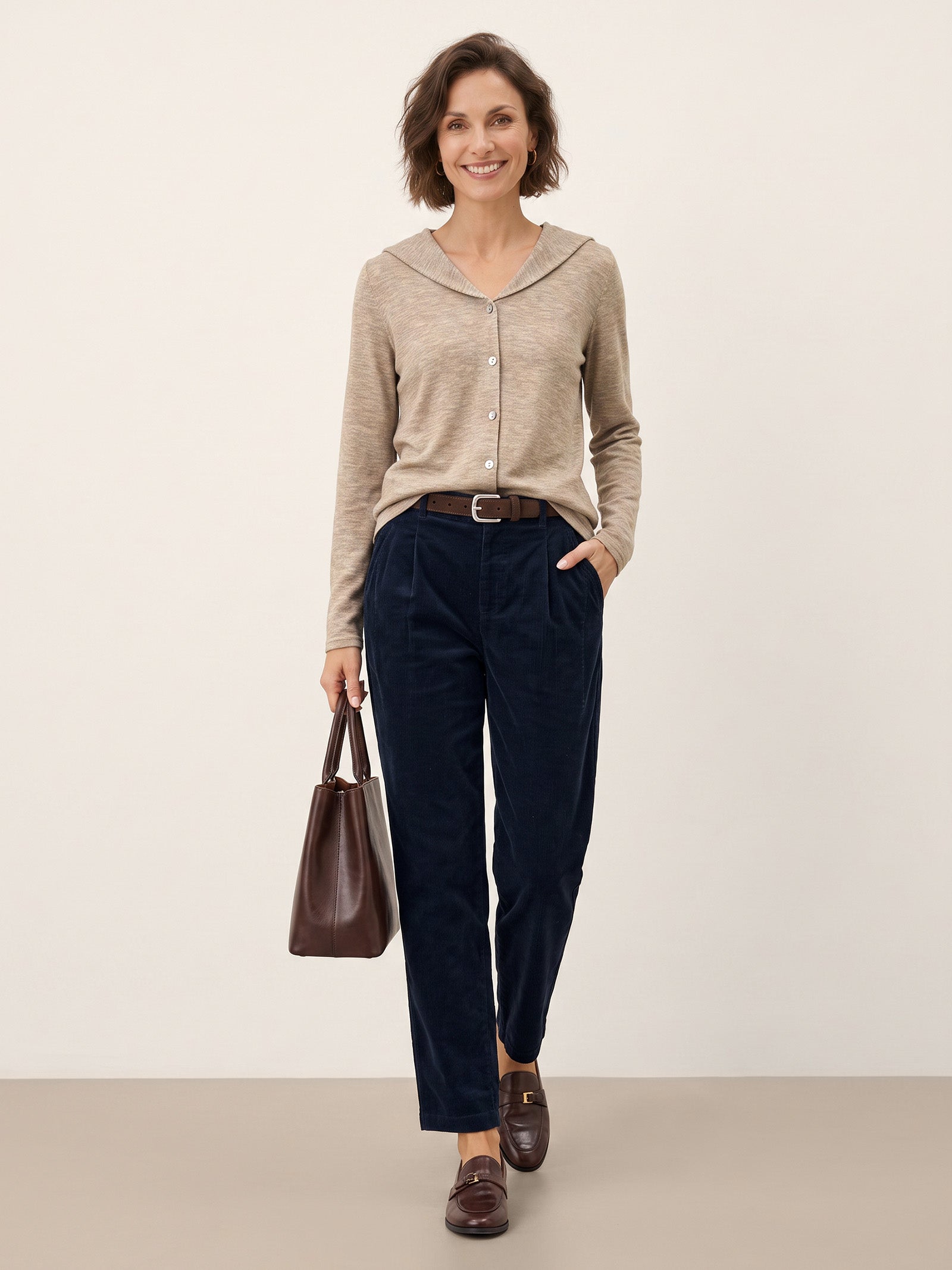 Wool Hooded Collar Shell Button Knit Cardigan SYLVIE