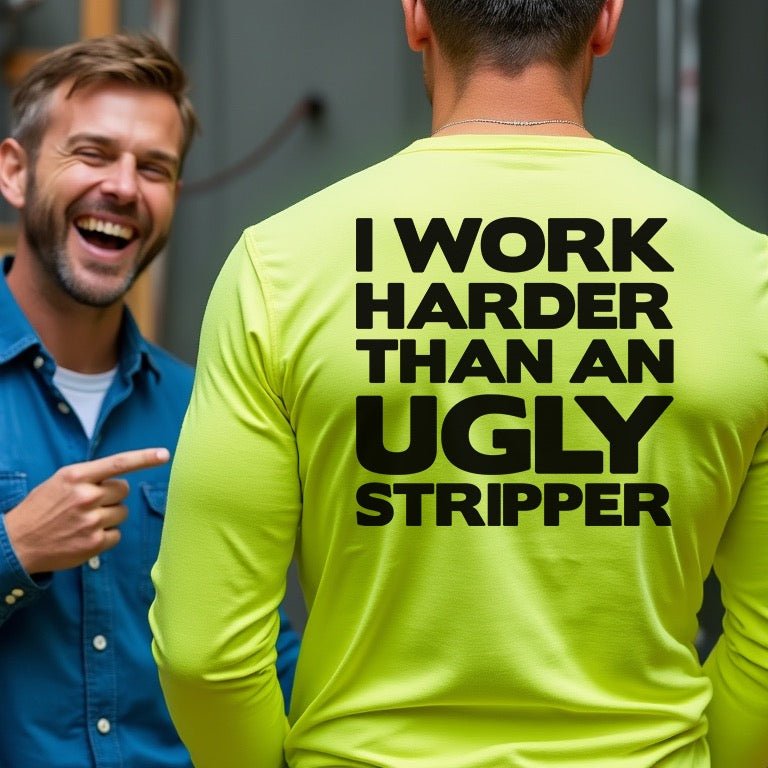Work Harder Hi-Vis Long Sleeve T-Shirt High Visibility Workwear - Image 2