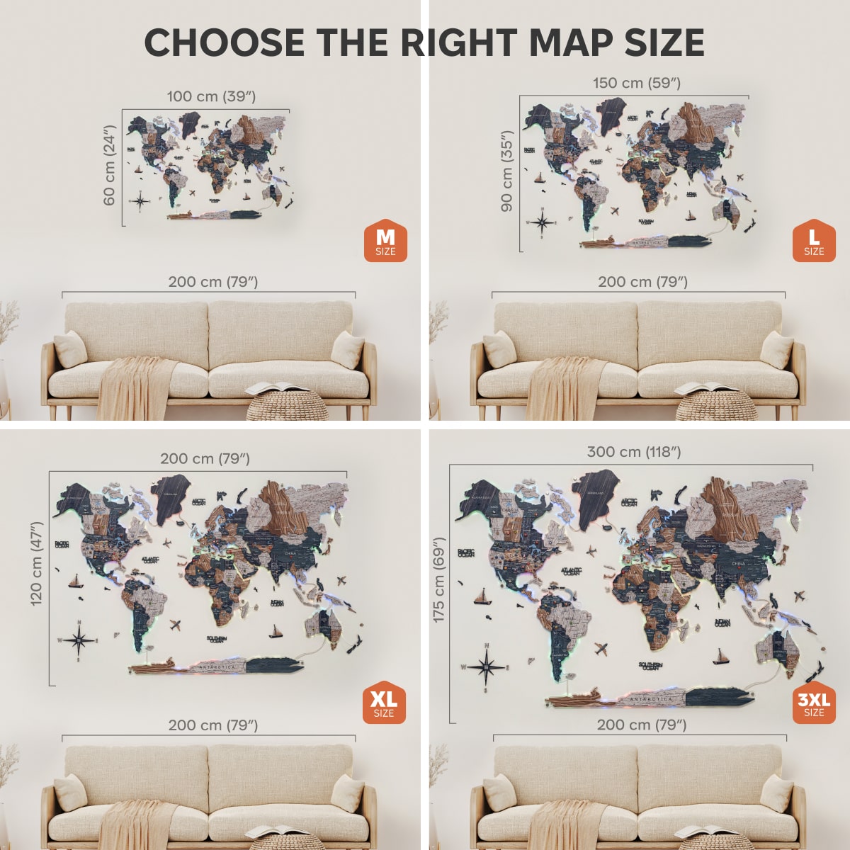 3D Luminous LED Wooden World Map 2.0 Mystery Wall Art Decor