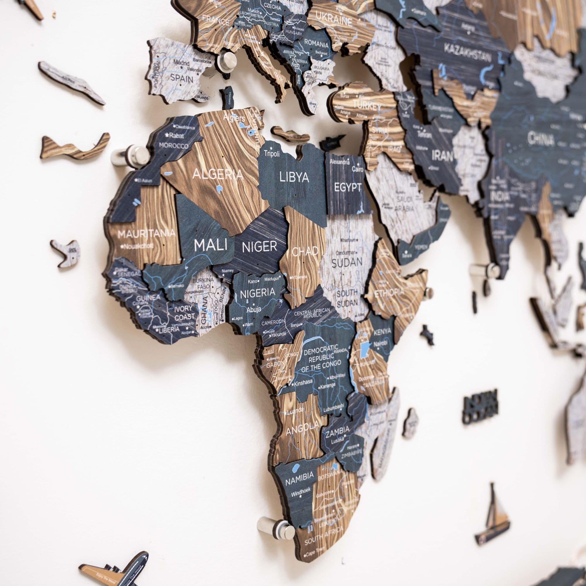 3D LED Mystery Wooden World Map 3.0 Interactive Wall Art
