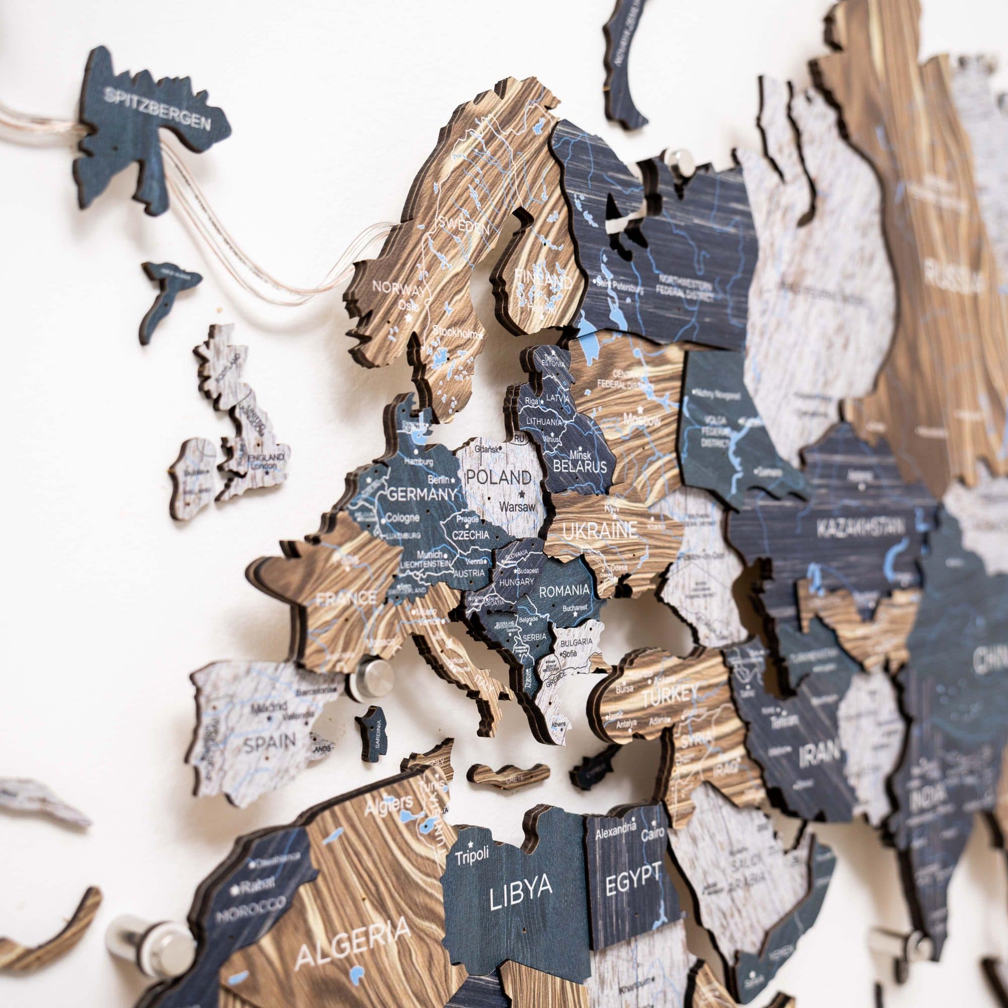 3D LED Mystery Wooden World Map 3.0 Interactive Wall Art