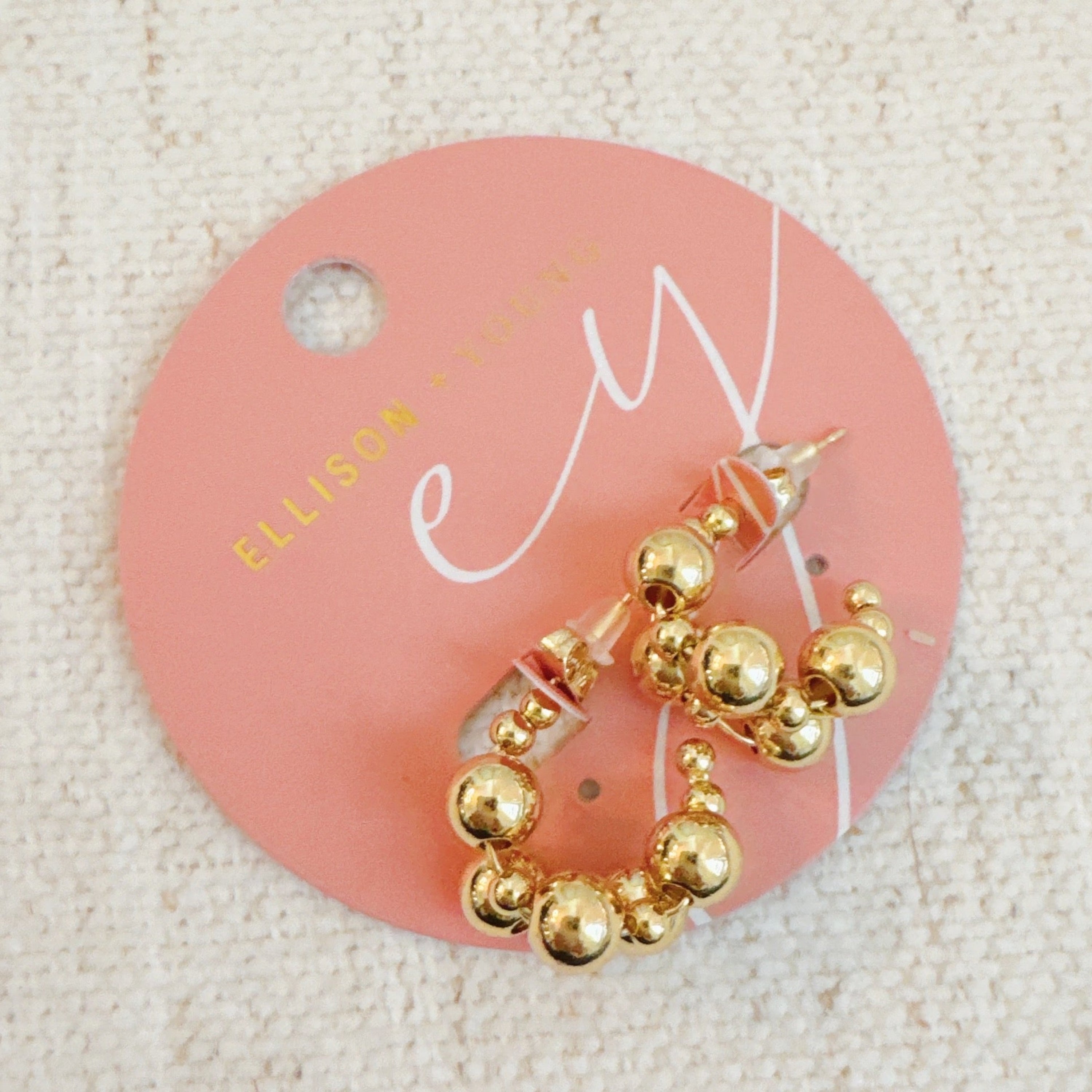 Woven Bubble Hoop Earrings in 18k Gold Plated Modern Design - Image 3