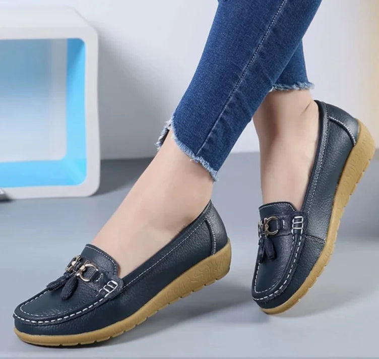 Women's Genuine Leather Flat Shoes - Comfort
