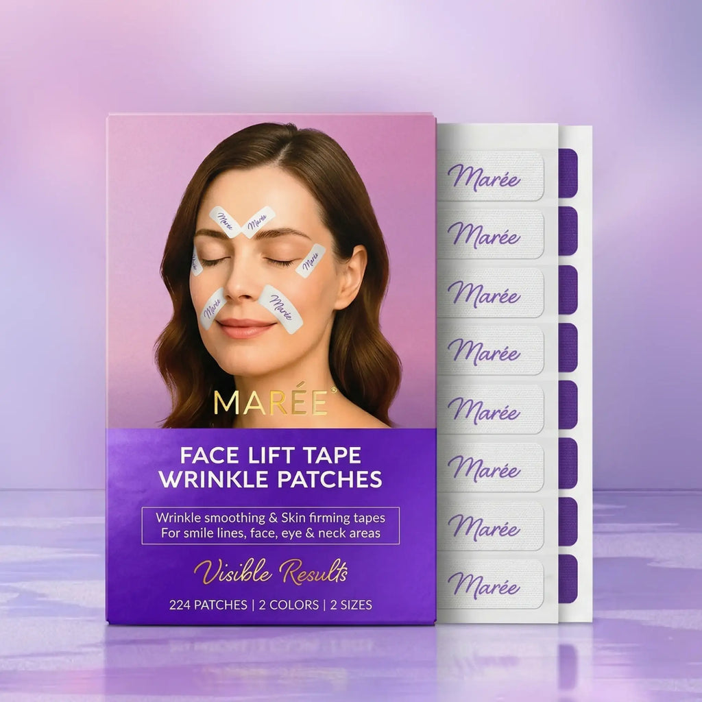Maree anti-wrinkle face lift tape patches in packaging with 224 patches included.