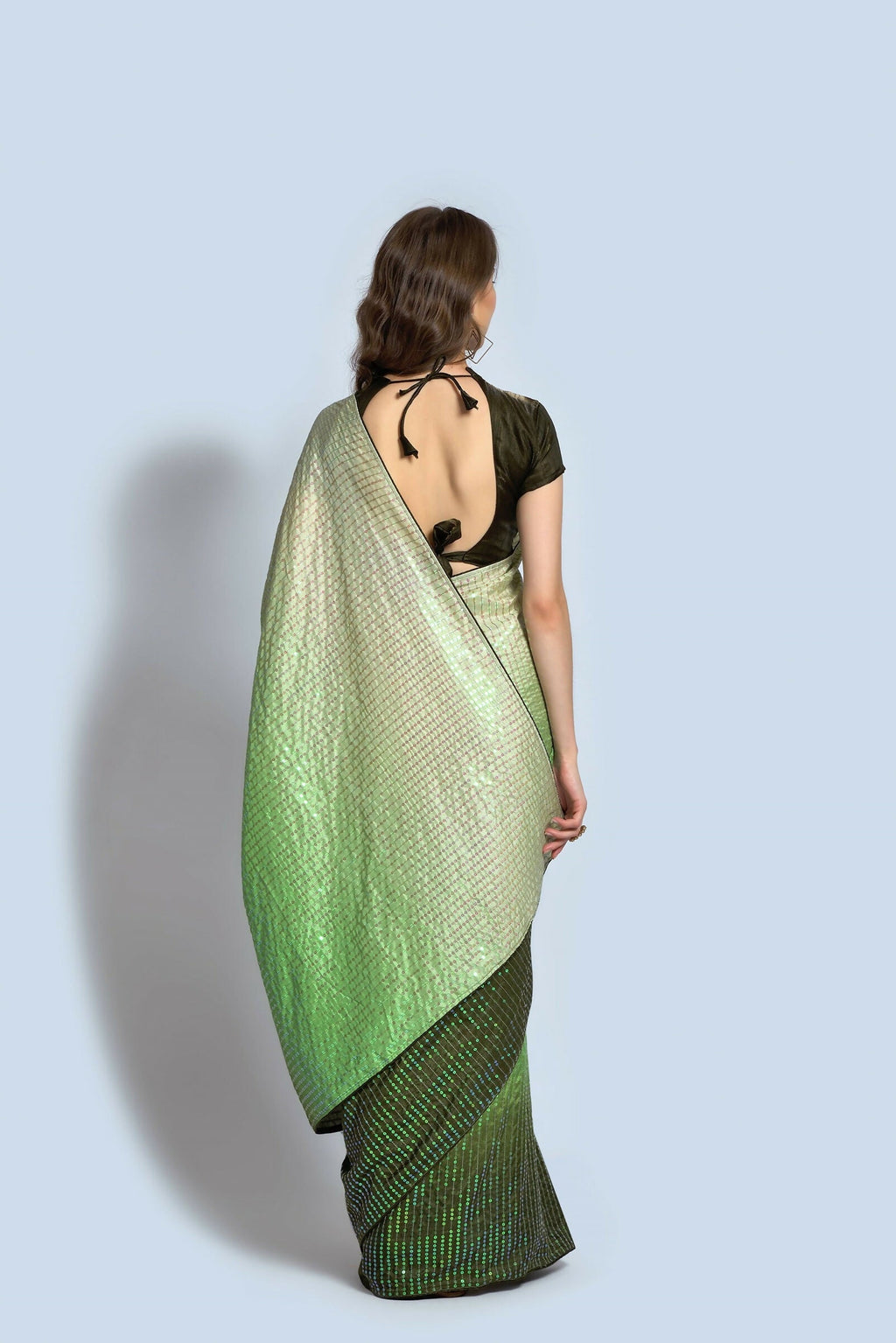 Light Green Vichitra Silk Embroidered Party Wear Saree