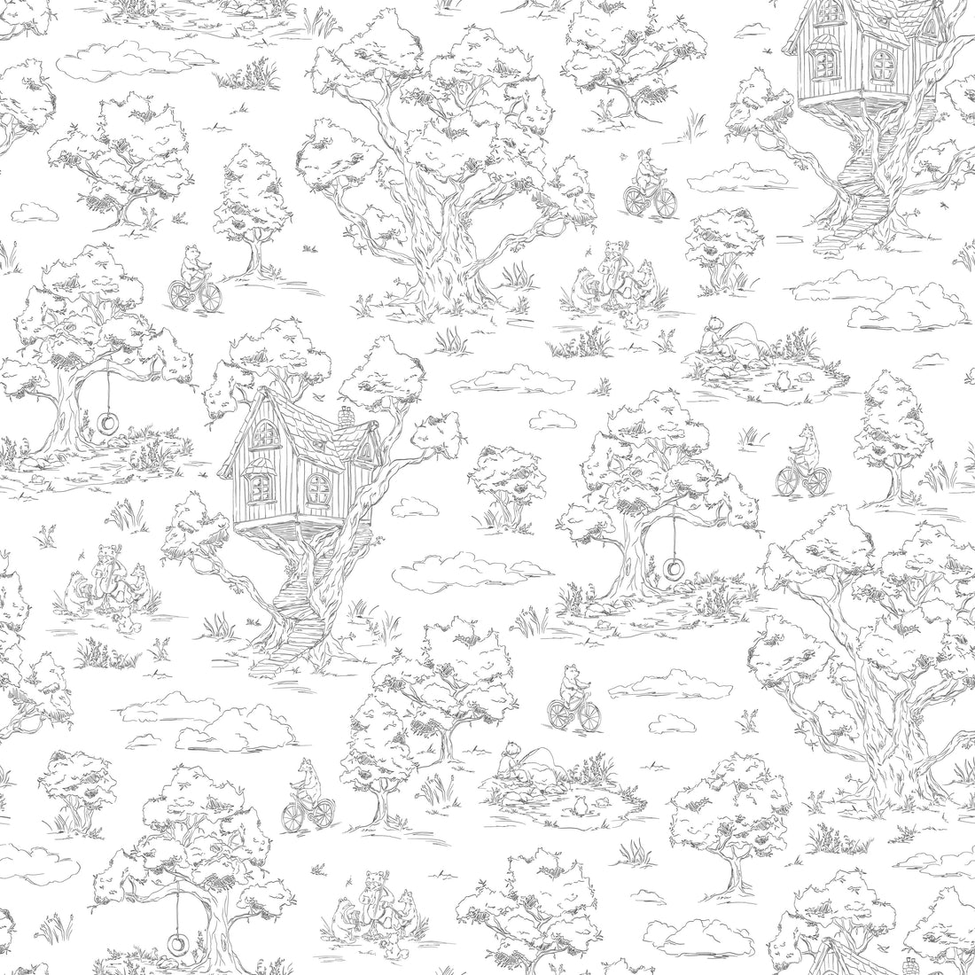 Wyatt Whimsical Wallpaper in White, Blue and Pink